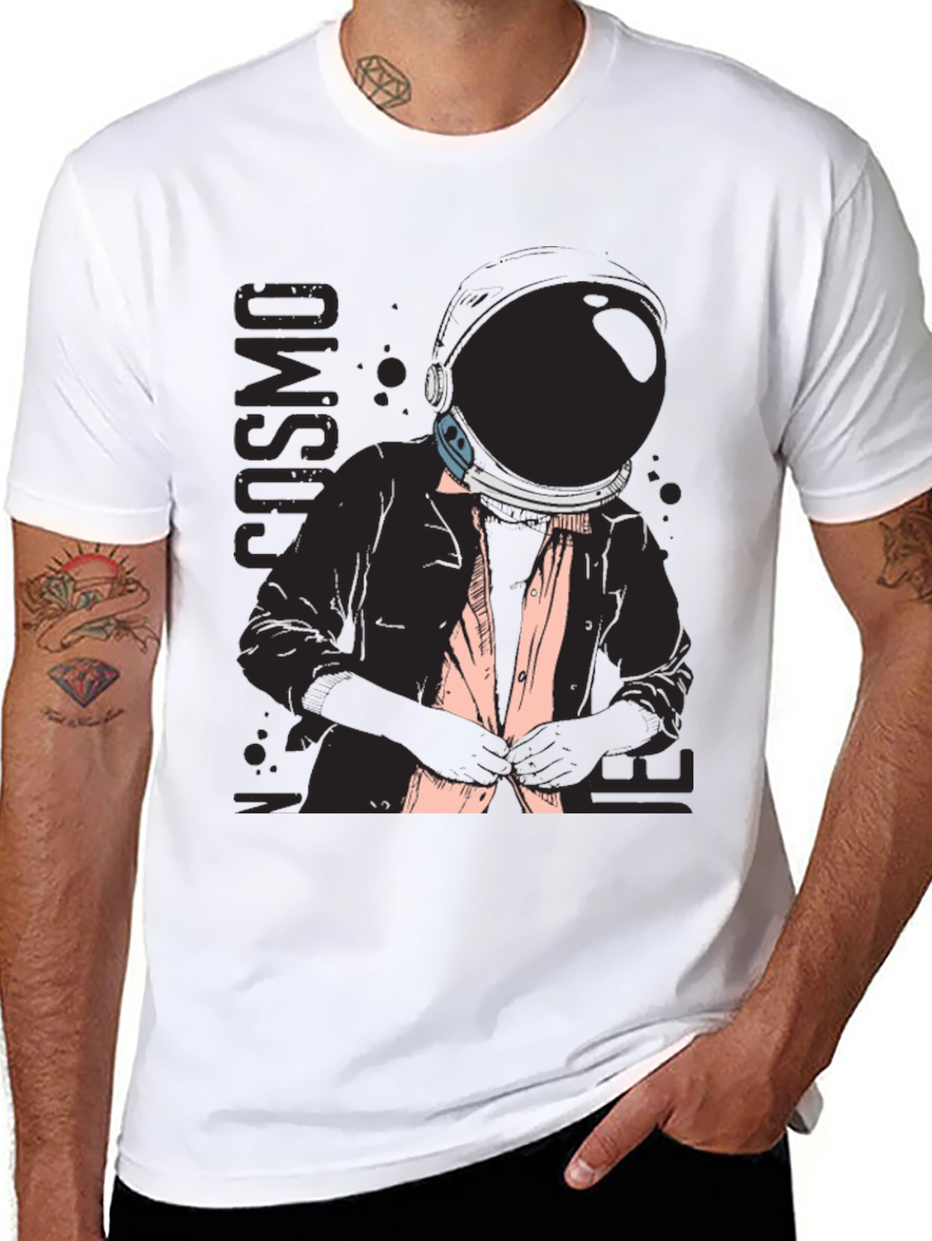 Black Cosmo Inner Space Black Graphic T-Shirt view 8