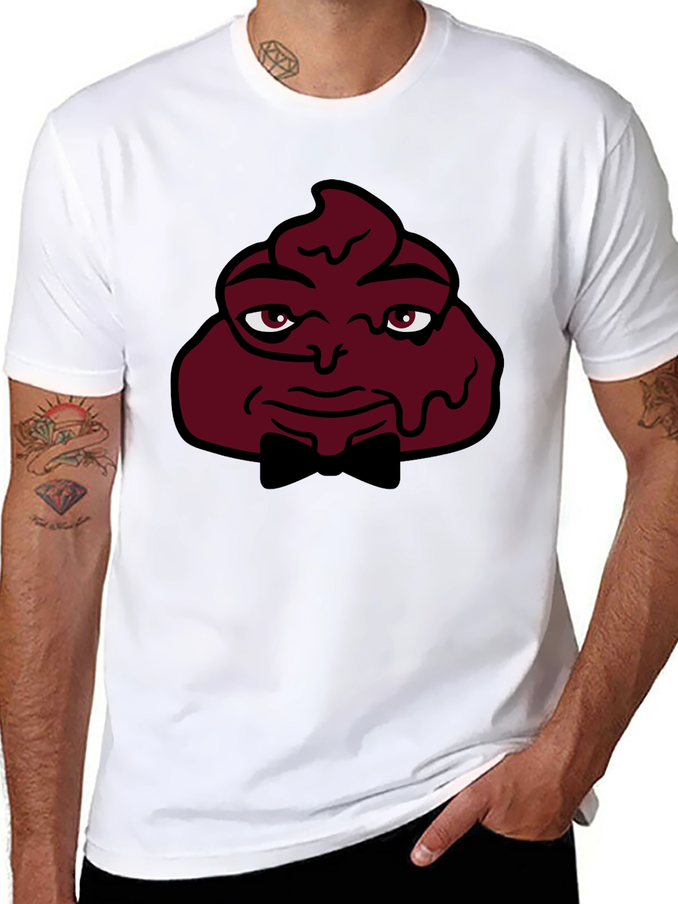 Black Funny Poop Emoji Man T-Shirt - Black view 8
