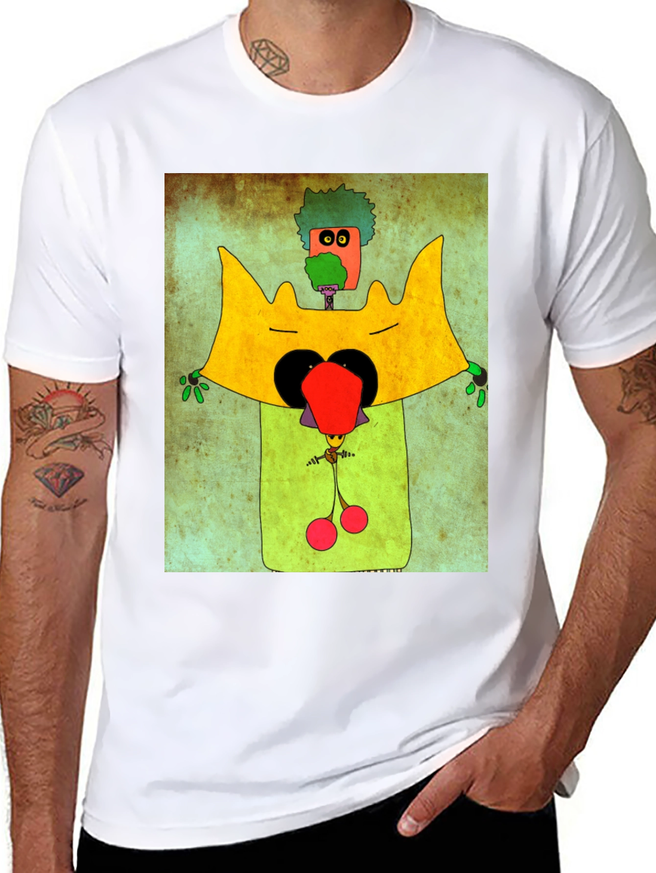Black Funky Cartoon Character Graphic Tee view 8
