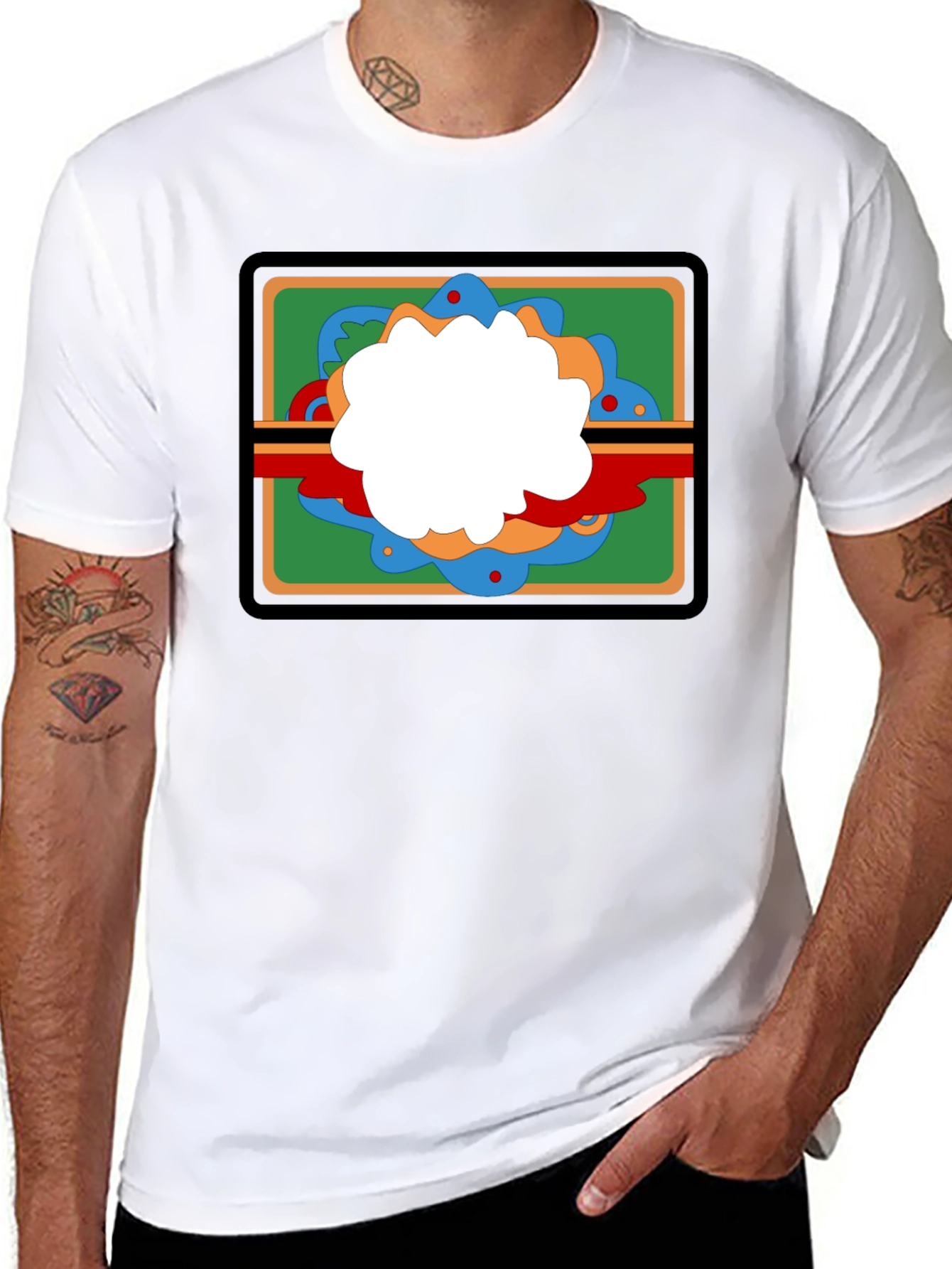 Black Retro Graphic Tee - Black Casual Cotton T-Shirt view 8