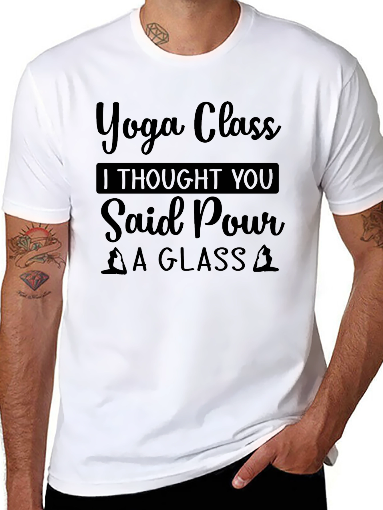 Black Yoga Class Pour a Glass Graphic Tee view 8