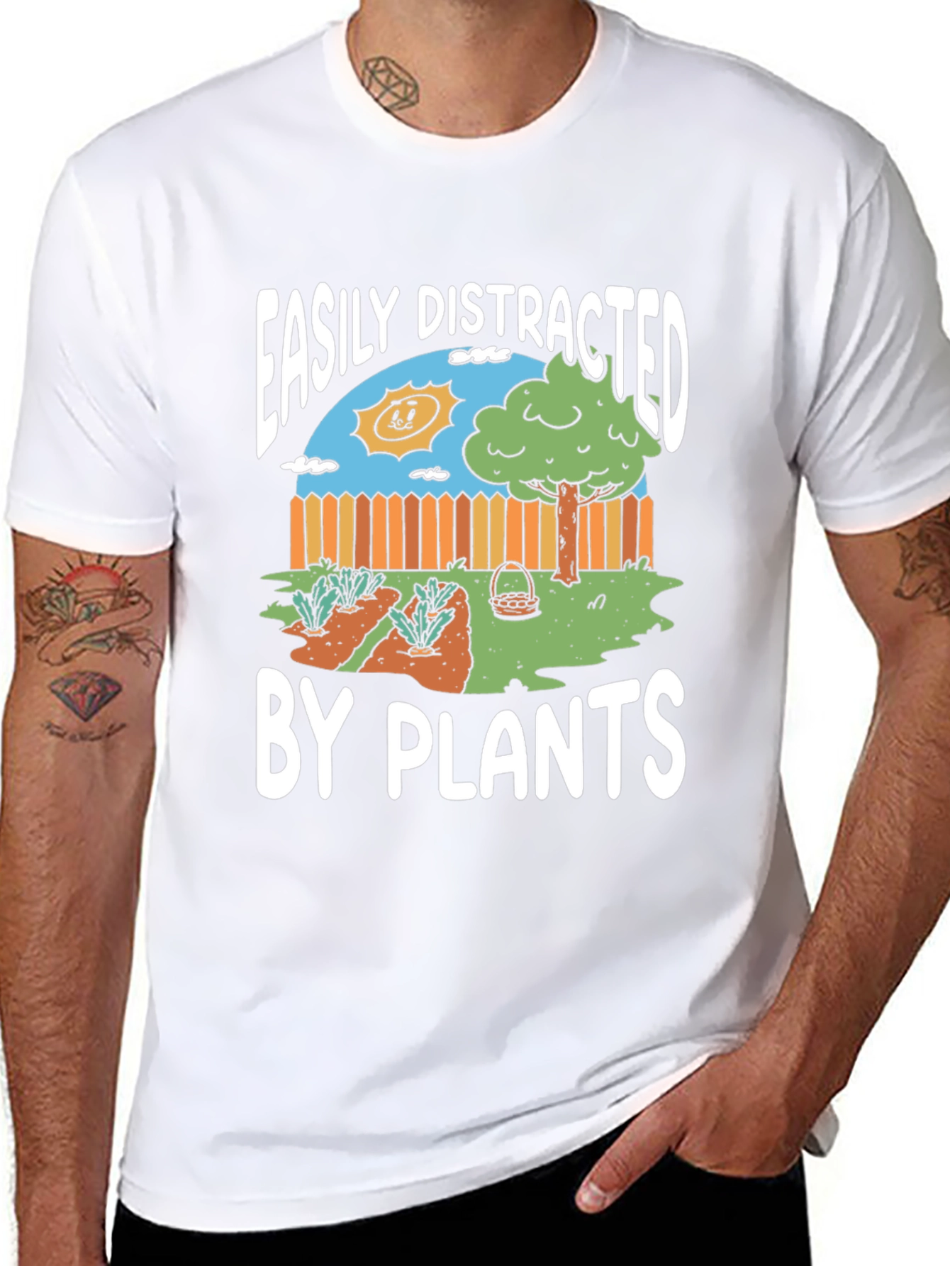 Black Easily Distracted by Plants Graphic Tee view 8