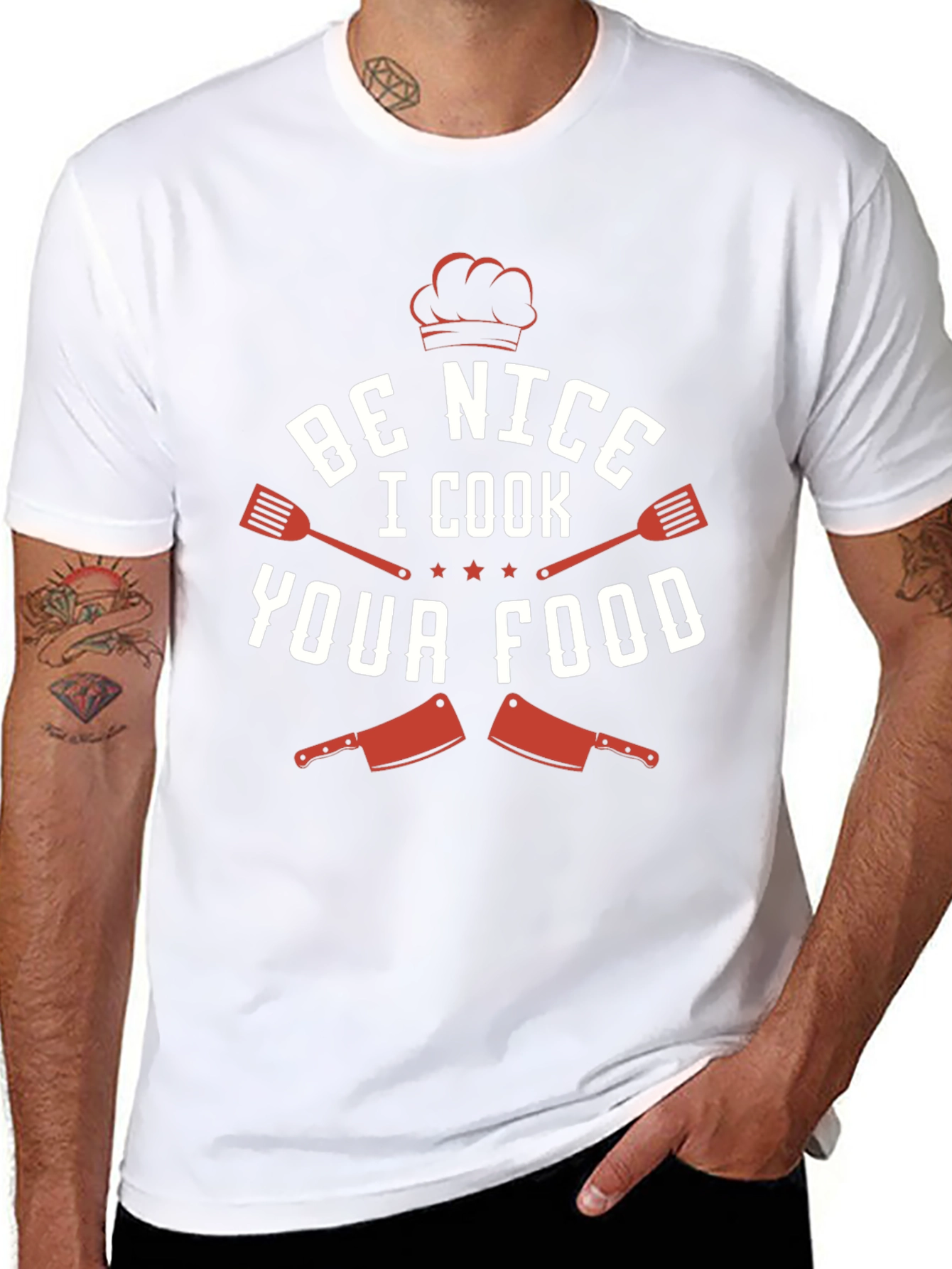 Black Be Nice I Cook Your Food Funny Chef T-Shirt view 8