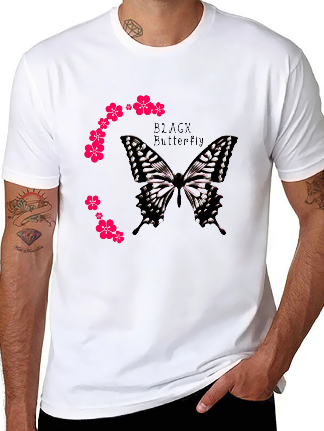 Black Black Butterfly Graphic Tee view 8