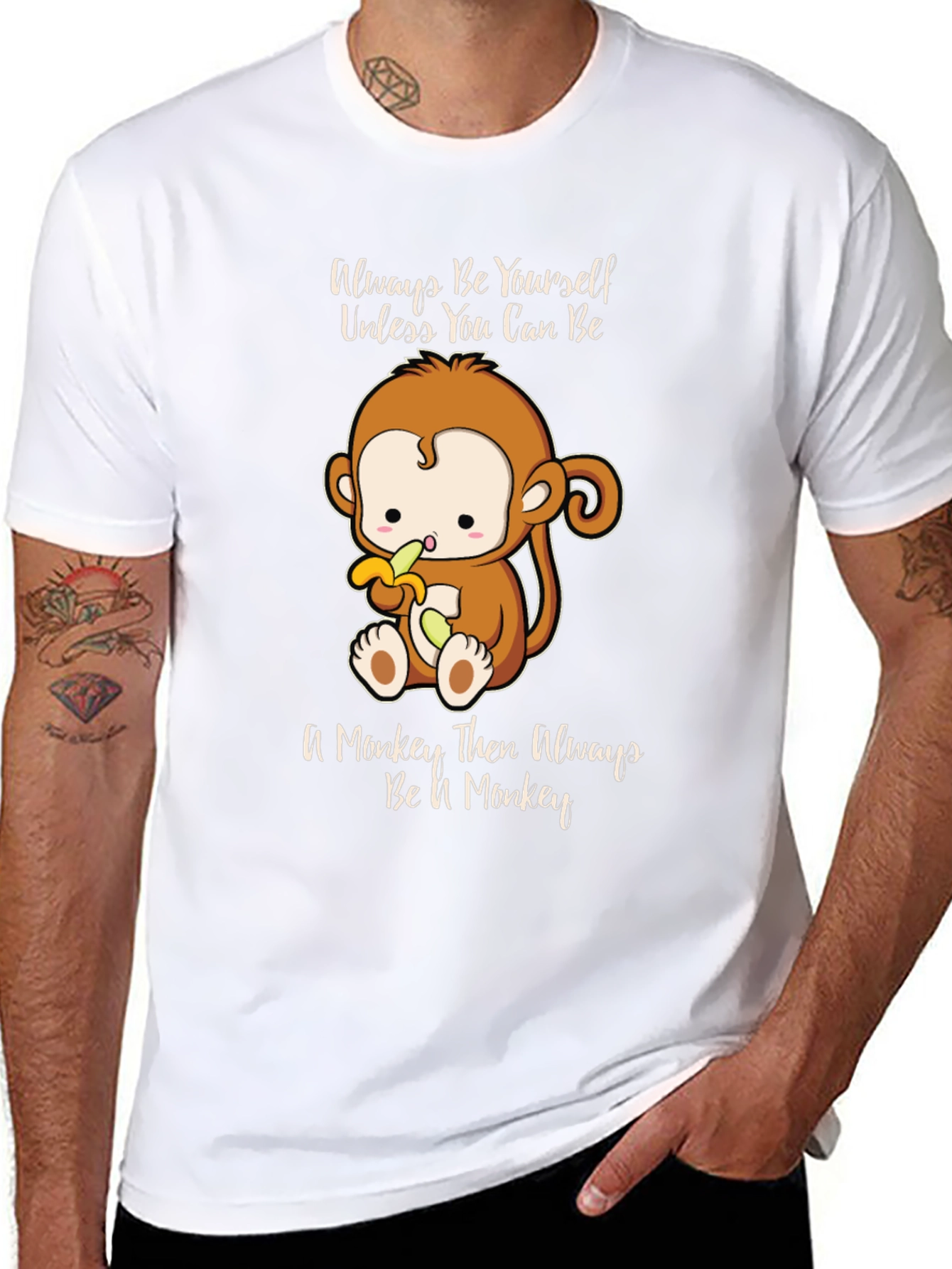 Black Funny Monkey T-Shirt - Always Be Yourself Graphic Tee view 8