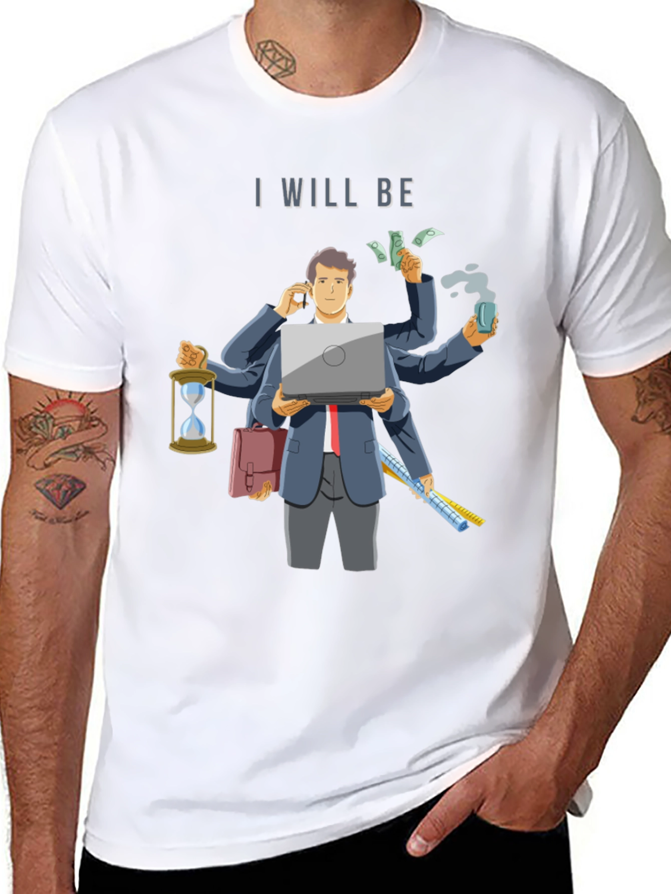Black I Will Be Multitasking T-Shirt - Novelty Graphic Tee view 8