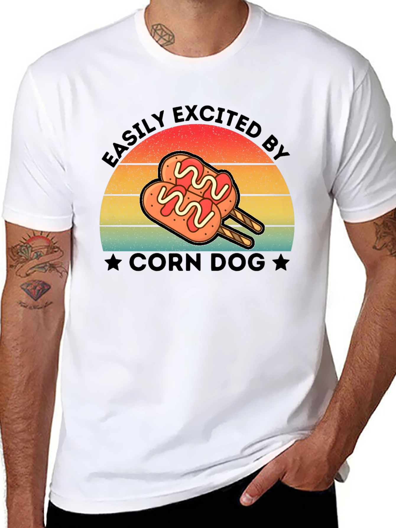 Black Corn Dog Lover T-Shirt - Easily Excited By Tee view 8