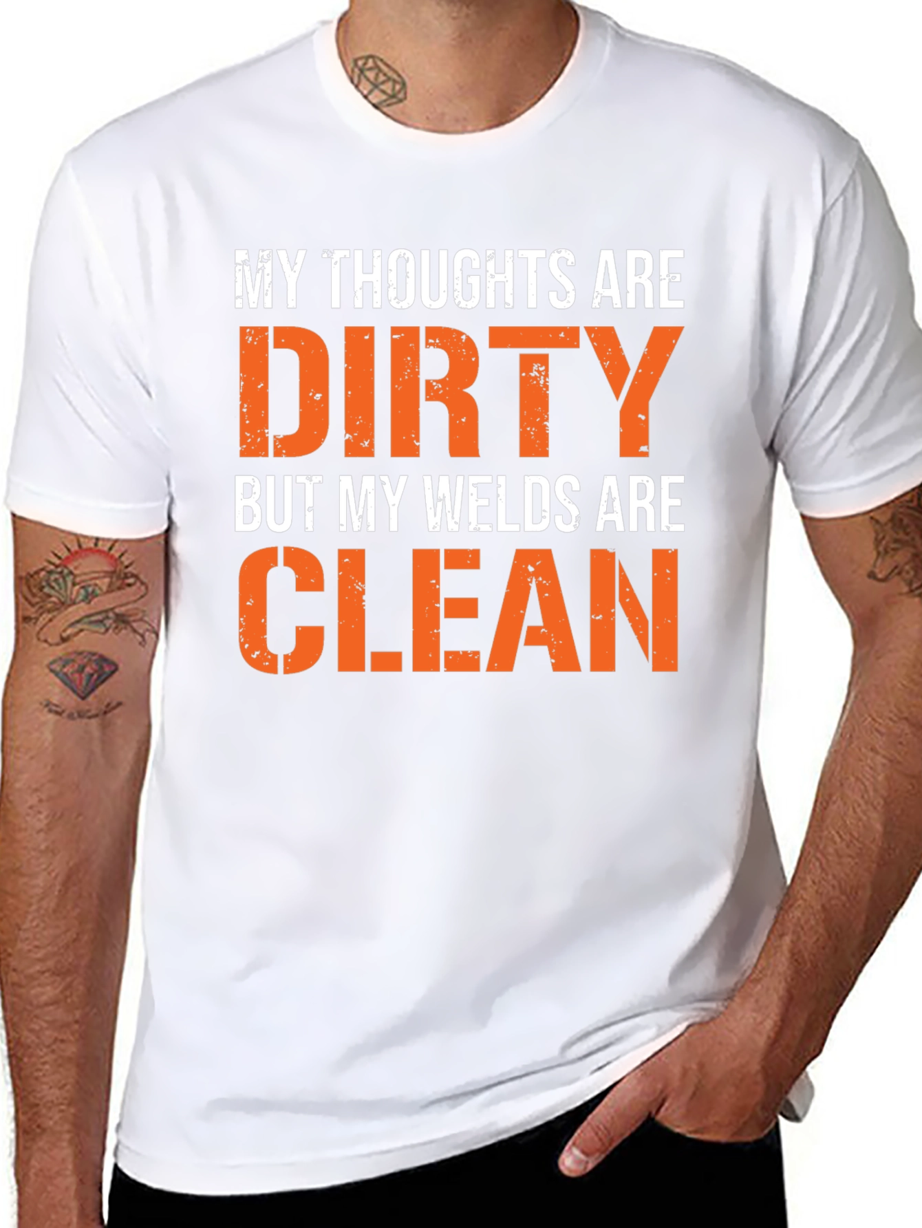 Black Dirty Thoughts, Clean Welds Graphic Tee view 8