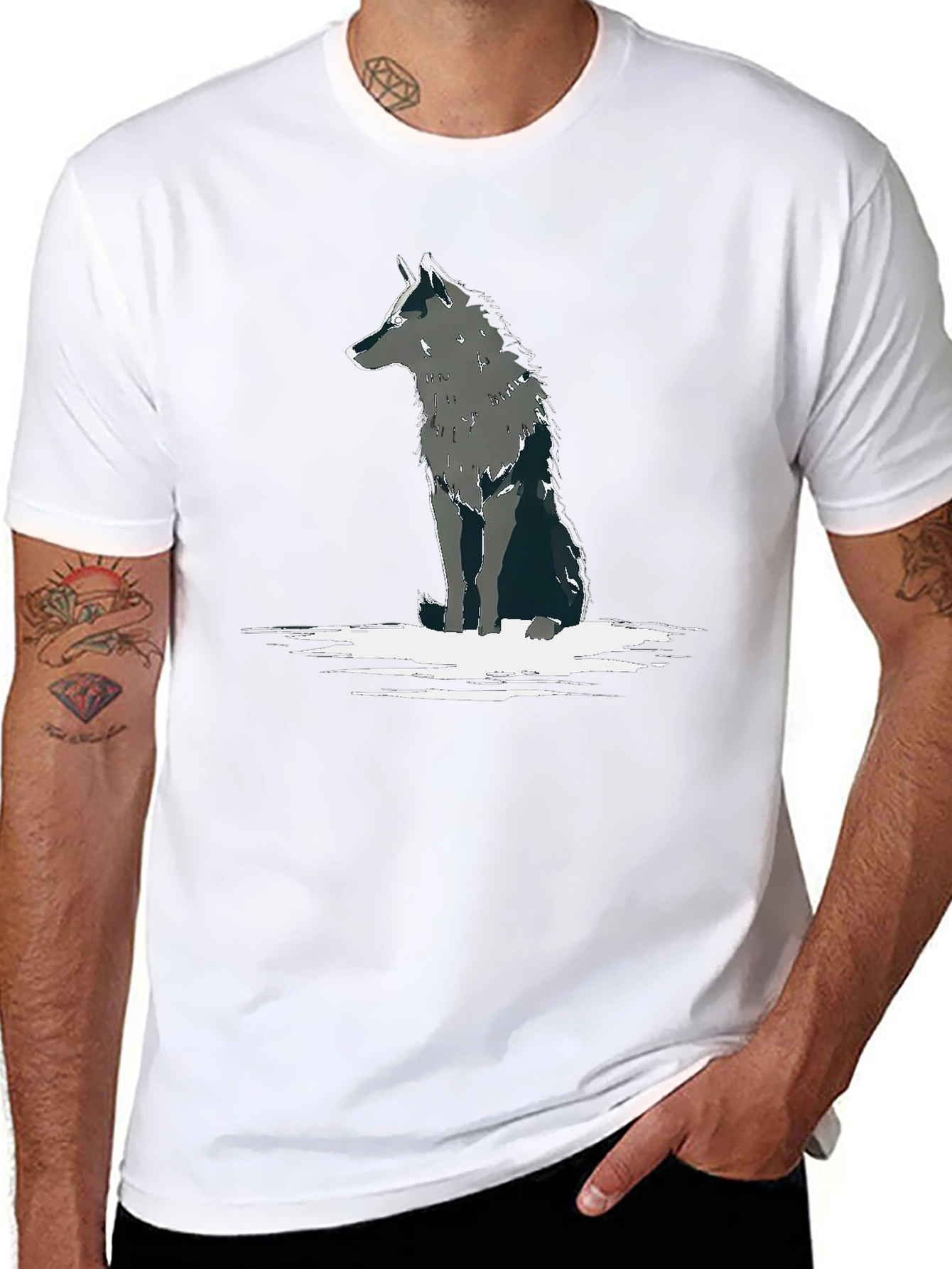 Black Wolf Graphic Tee - Black Cotton Blend view 8