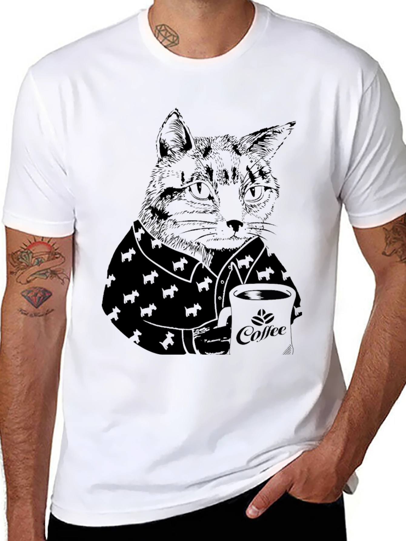 Black Cat Coffee Lover Black T-Shirt view 8