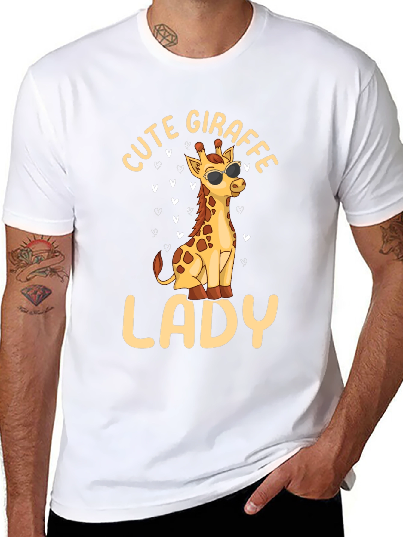 Black Cute Giraffe Lady T-Shirt - Stylish & Fun! view 8
