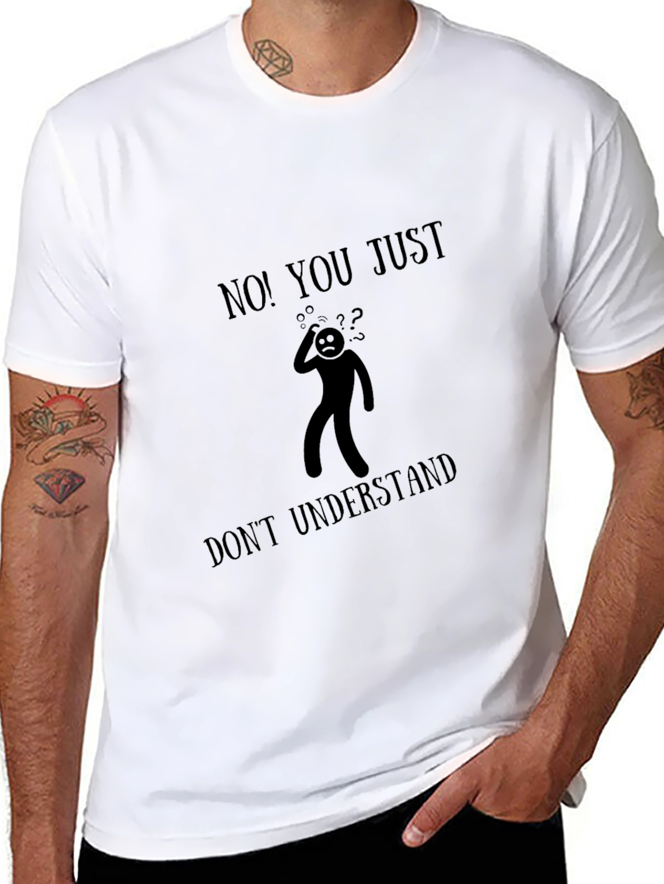 Black No! You Just Don't Understand Black T-Shirt view 8