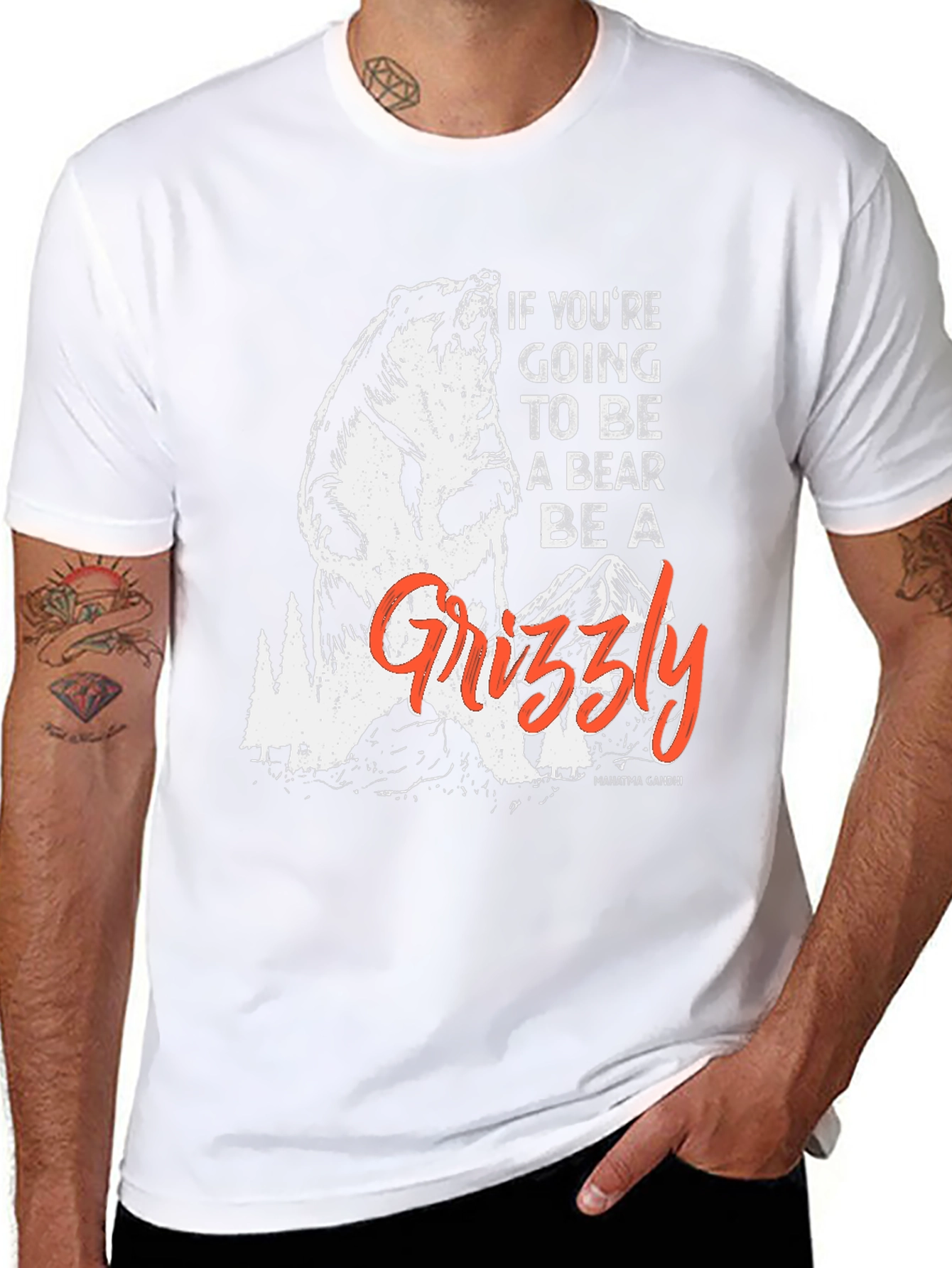 Black Be a Grizzly T-Shirt - Motivational Bear Graphic Tee view 8