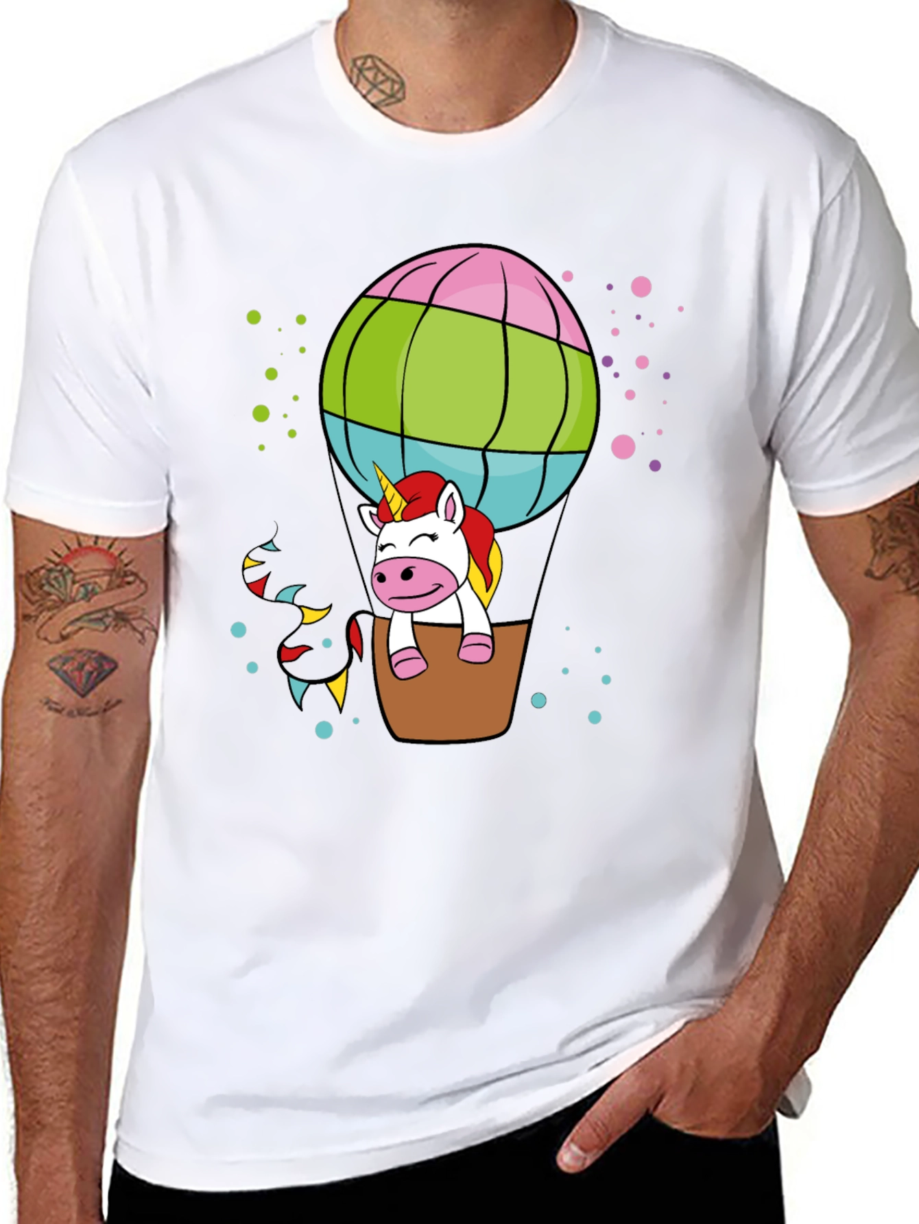 Black Unicorn Hot Air Balloon T-Shirt view 8