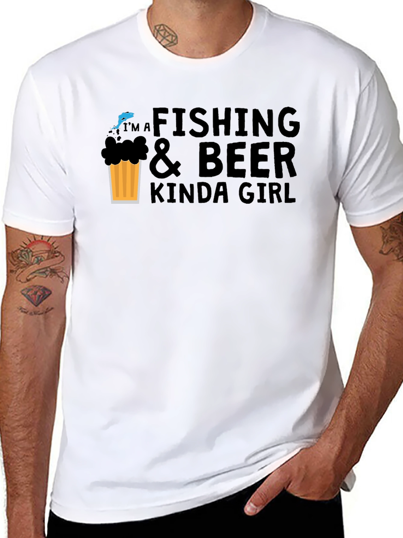 Black Fishing & Beer Kinda Girl Graphic Tee - Unisex view 8