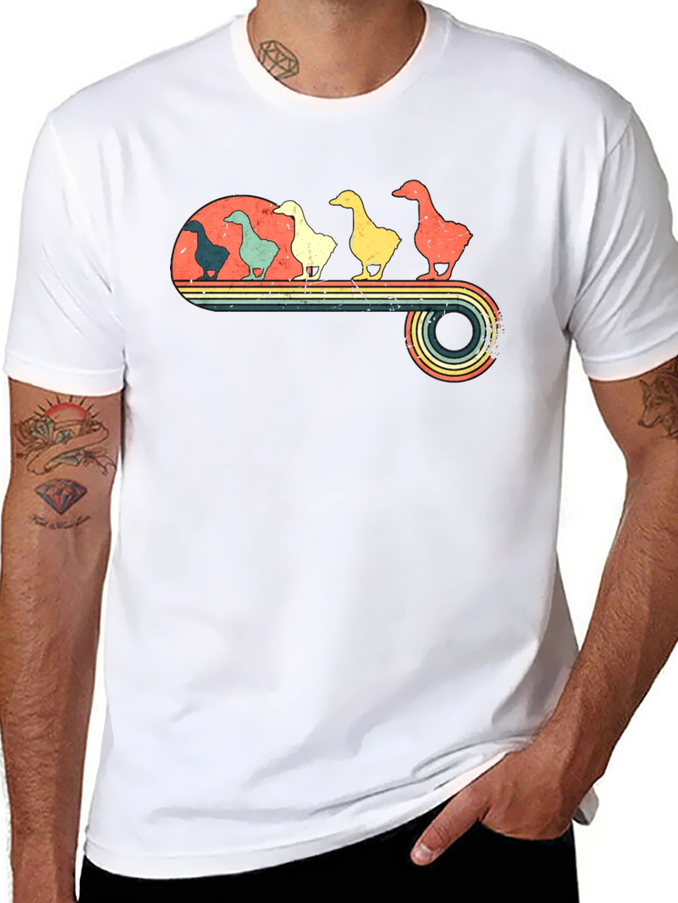 Black Retro Duck T-Shirt - Vintage Style Bird Lover Tee view 8