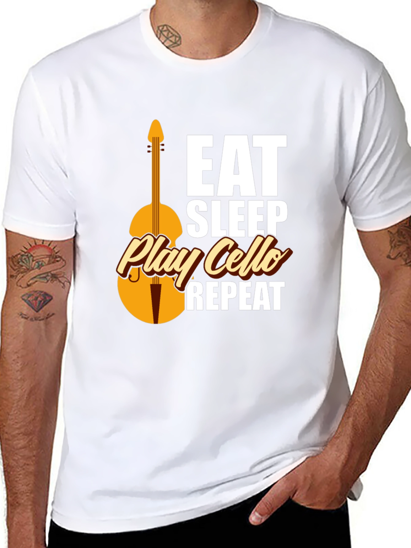 Black Eat Sleep Play Cello Repeat T-Shirt view 8