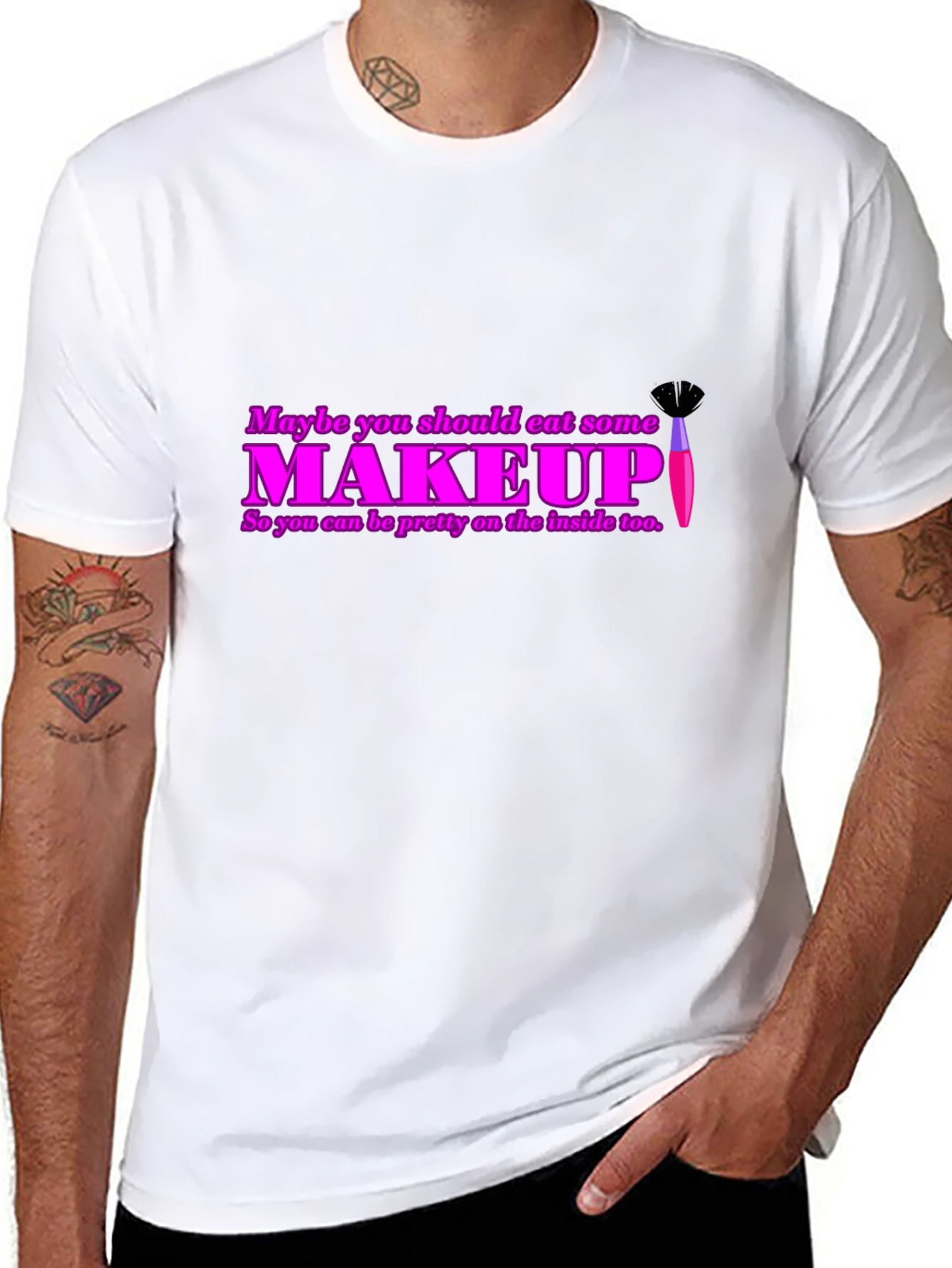 Black Eat Makeup Funny Sarcastic T-Shirt view 8