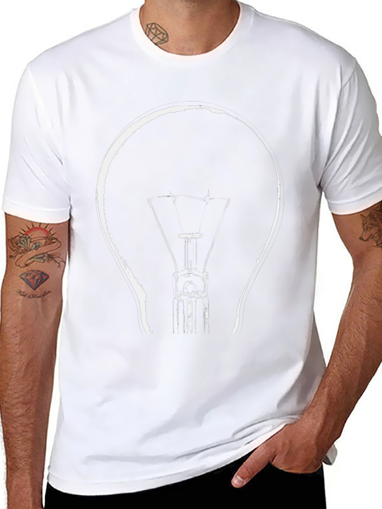 Black Illuminating Idea Tee - Light Bulb Graphic T-Shirt view 8