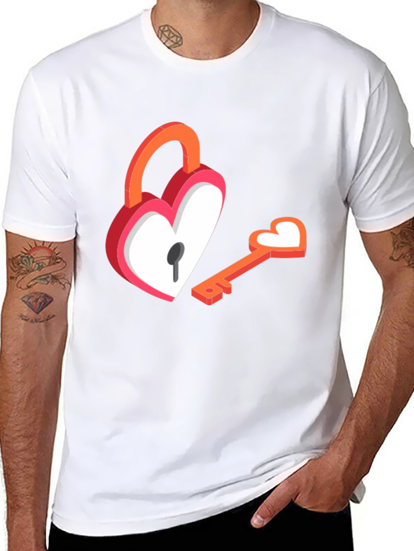 Black Heart Lock and Key T-Shirt view 8