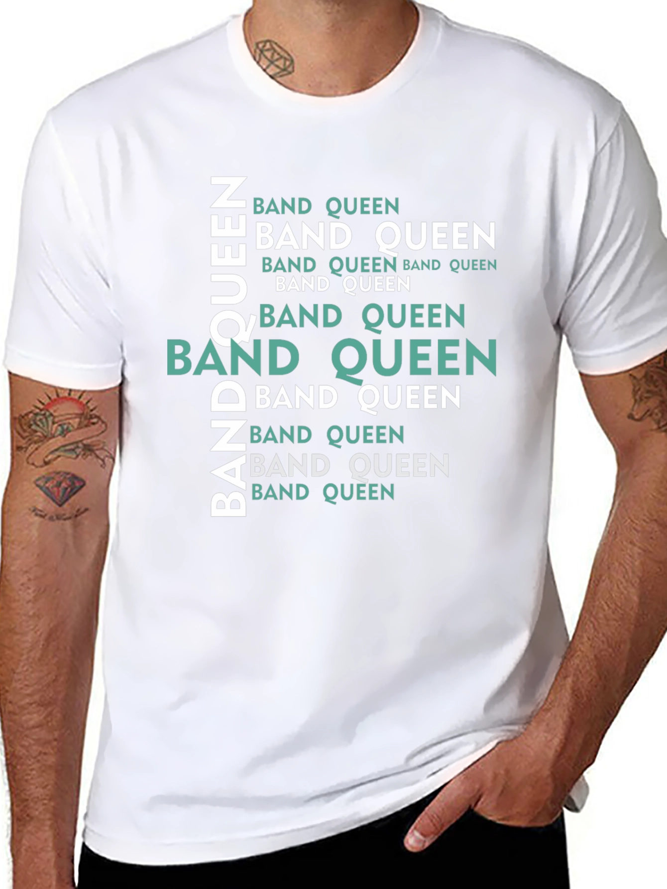 Black Band Queen Graphic Tee - Black Cotton Comfort view 8