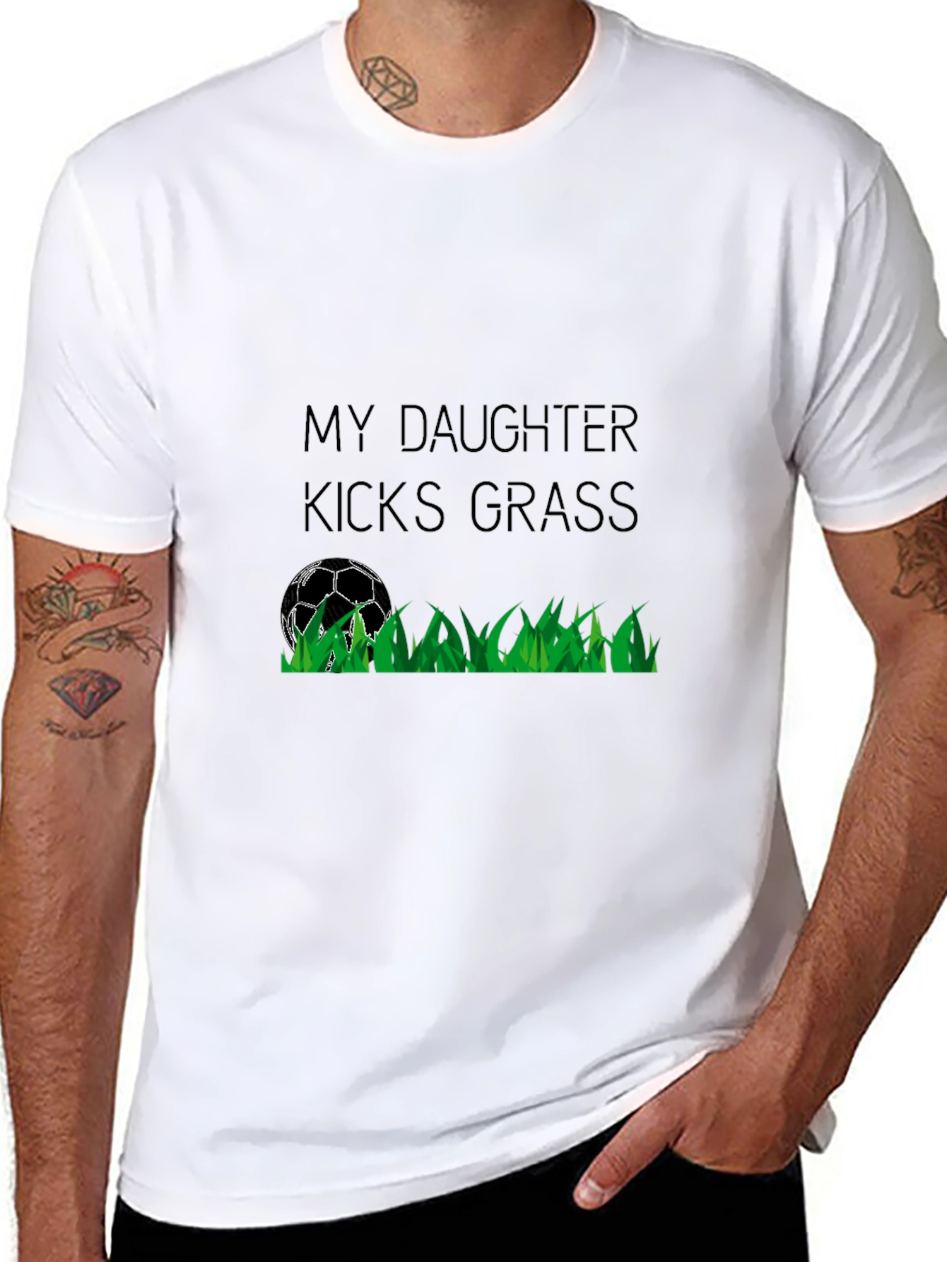 Black My Daughter Kicks Grass Soccer T-Shirt view 8