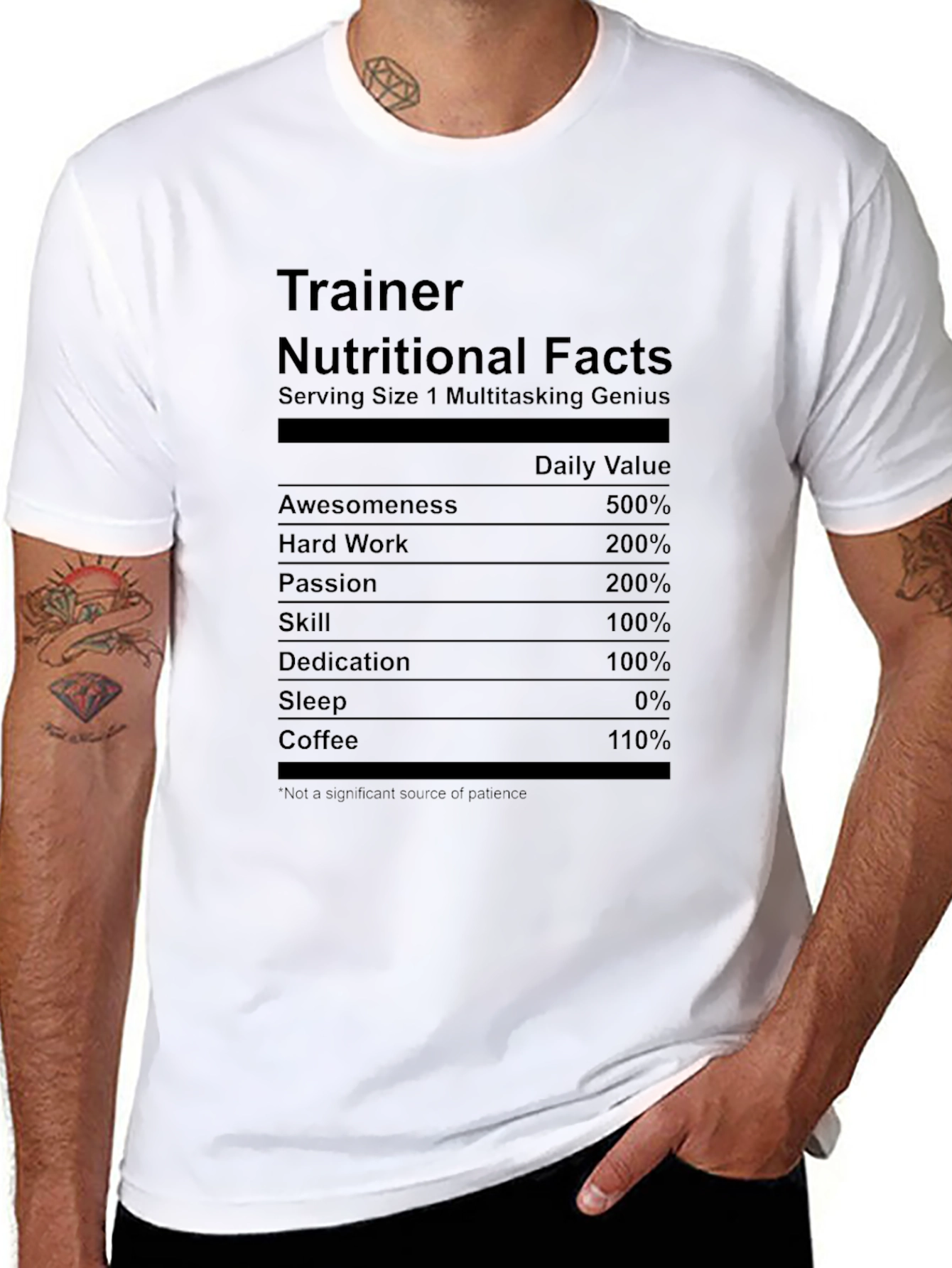 Trainer Nutritional Facts Graphic T-Shirt - 8