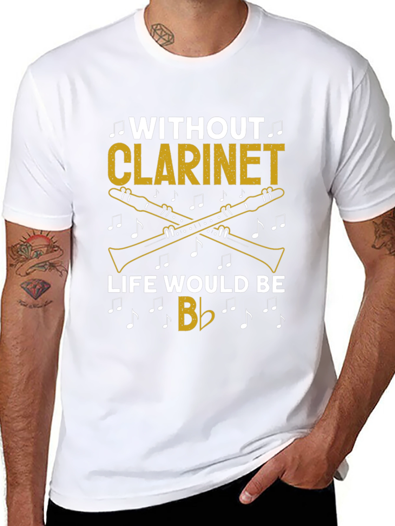Black Without Clarinet Life Would Be Flat T-Shirt Musician Gift view 8
