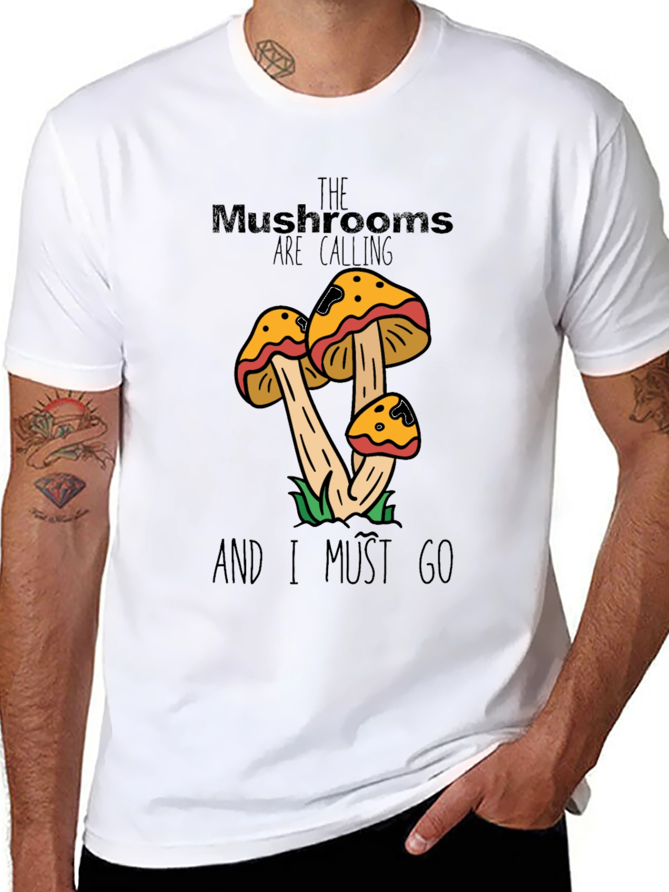 Black Mushroom Calling T-Shirt view 8