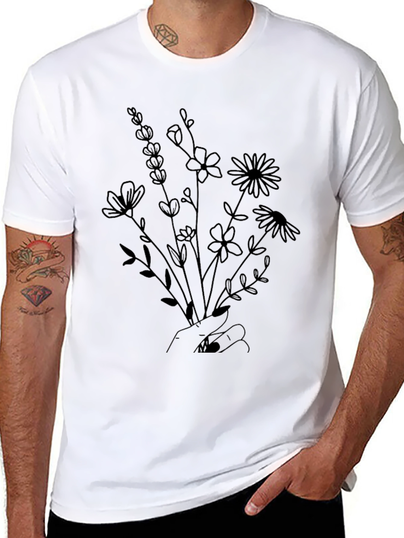 Floral Bouquet Graphic Tee - Hand Drawn Flowers - 8