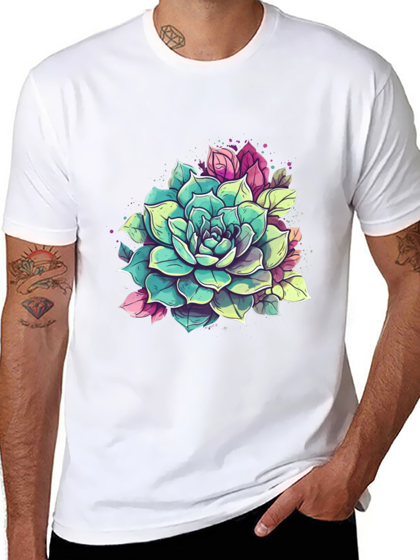 Black Succulent Graphic Tee - Black Cotton view 8