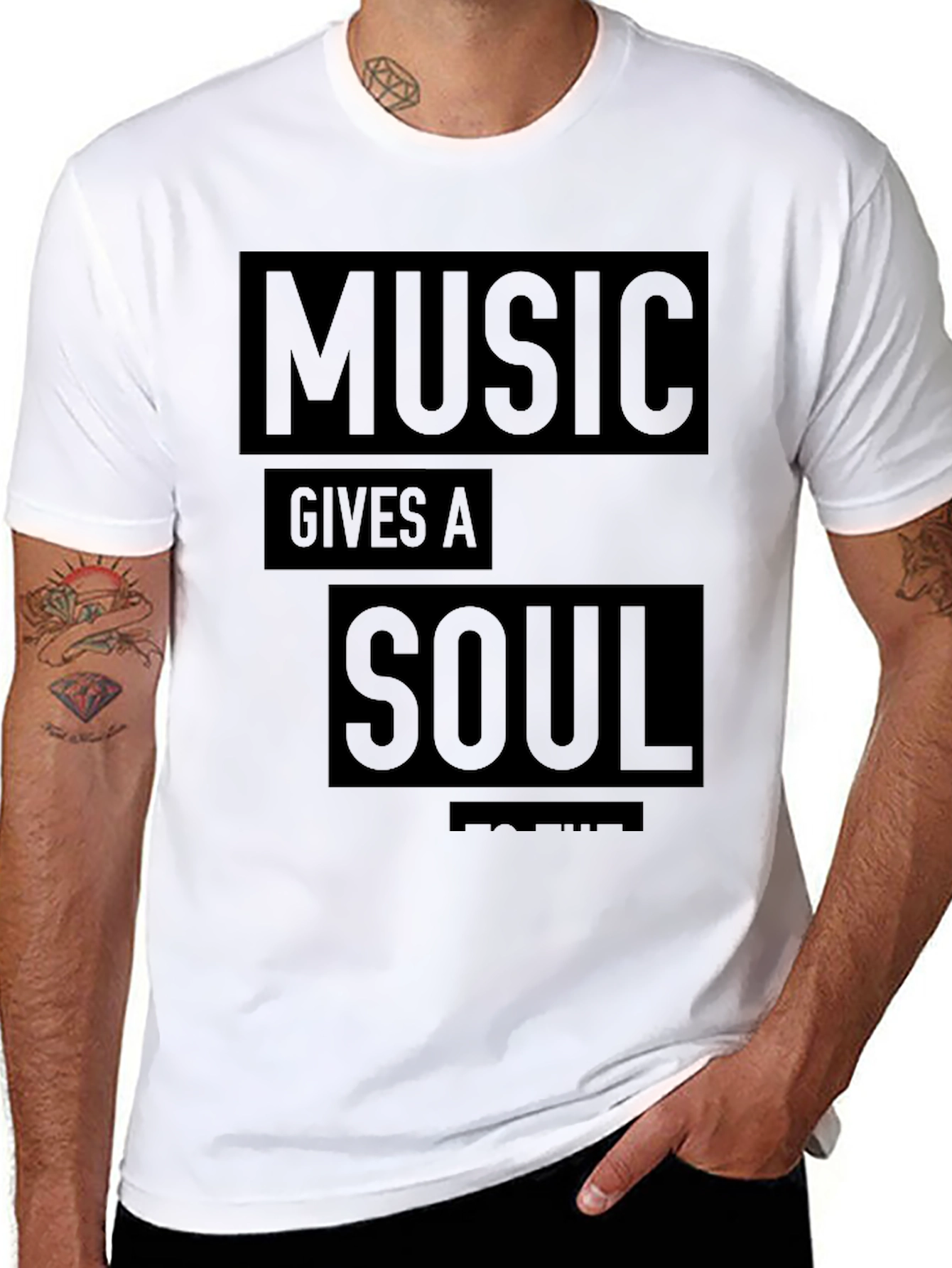 Black Music Gives A Soul T-Shirt - Black Graphic Tee view 8