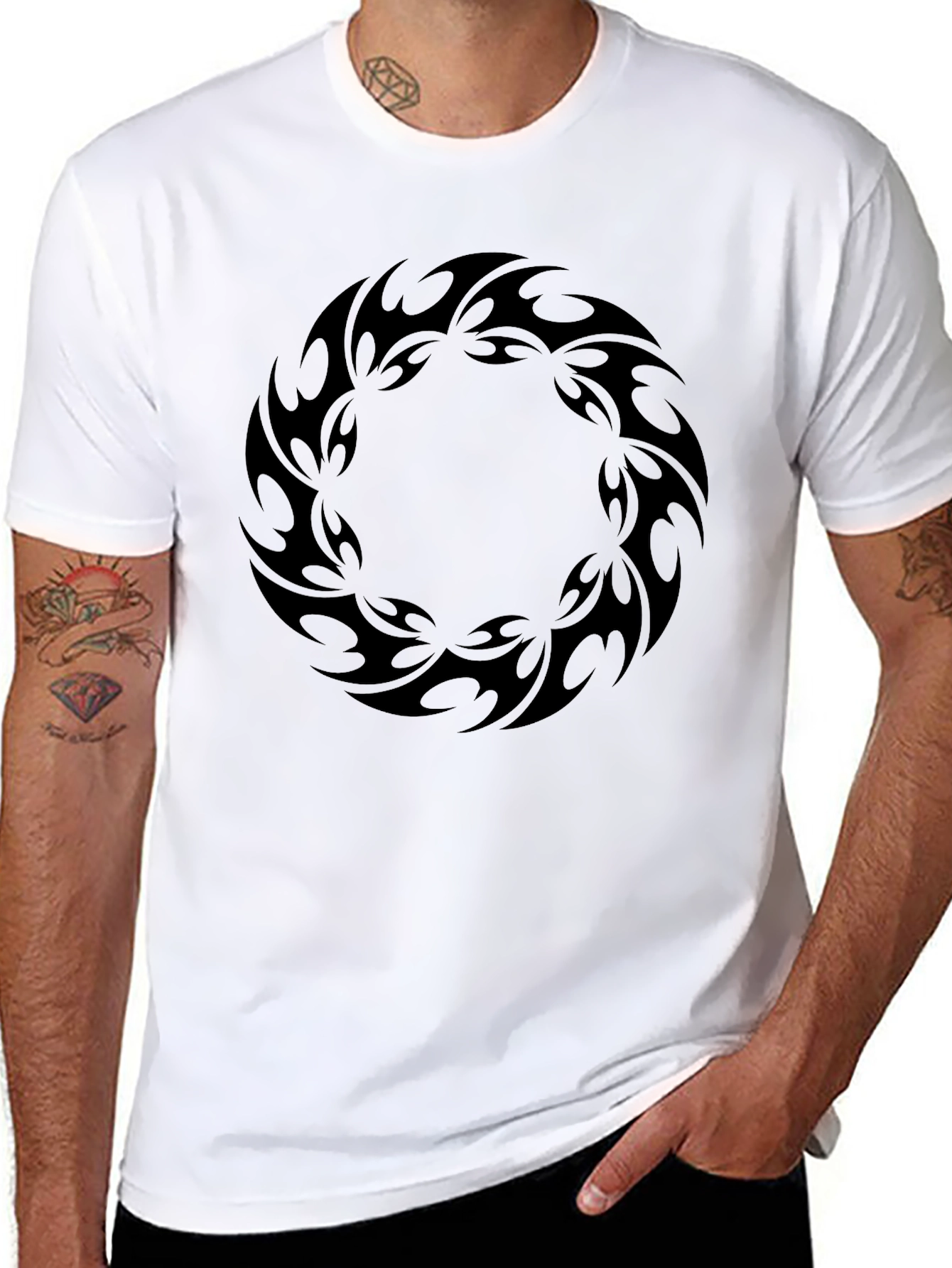 Black Black Tribal Ring Graphic Tee view 8