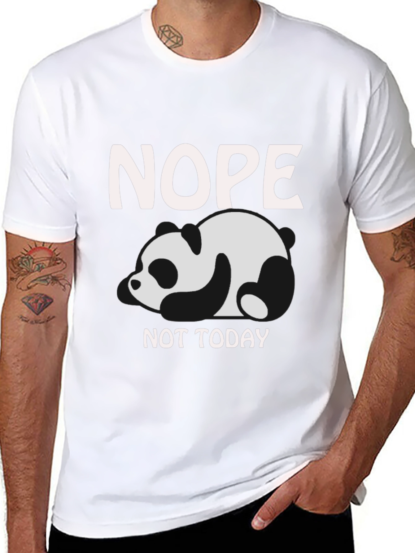 Black Nope Not Today Panda Graphic T-Shirt view 8