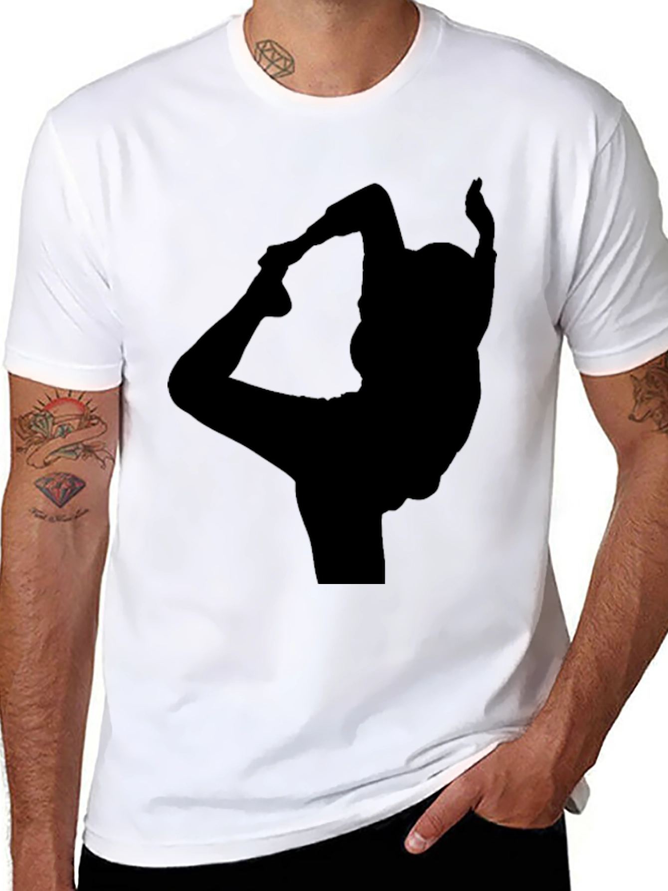 Black Yoga Silhouette Black T-Shirt view 8