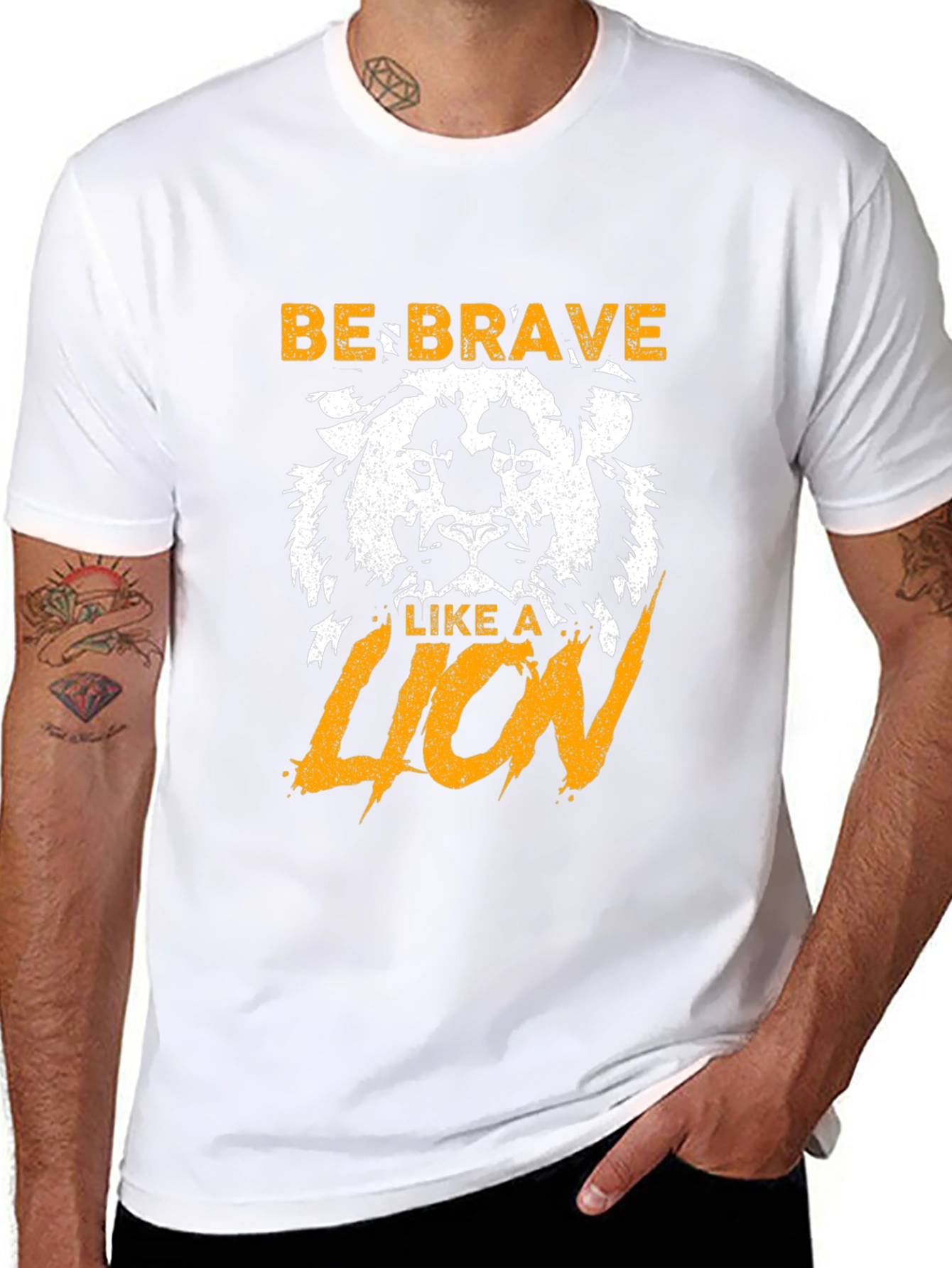 Black Be Brave Lion Graphic Tee - Black Cotton Blend view 8