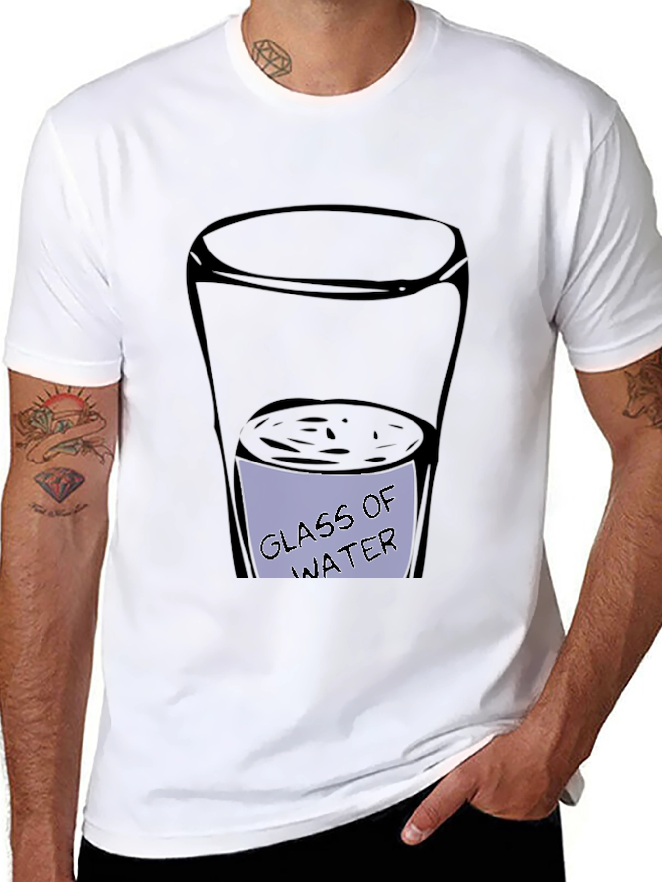 Black Glass of Water Graphic Tee - Casual Black T-Shirt view 8