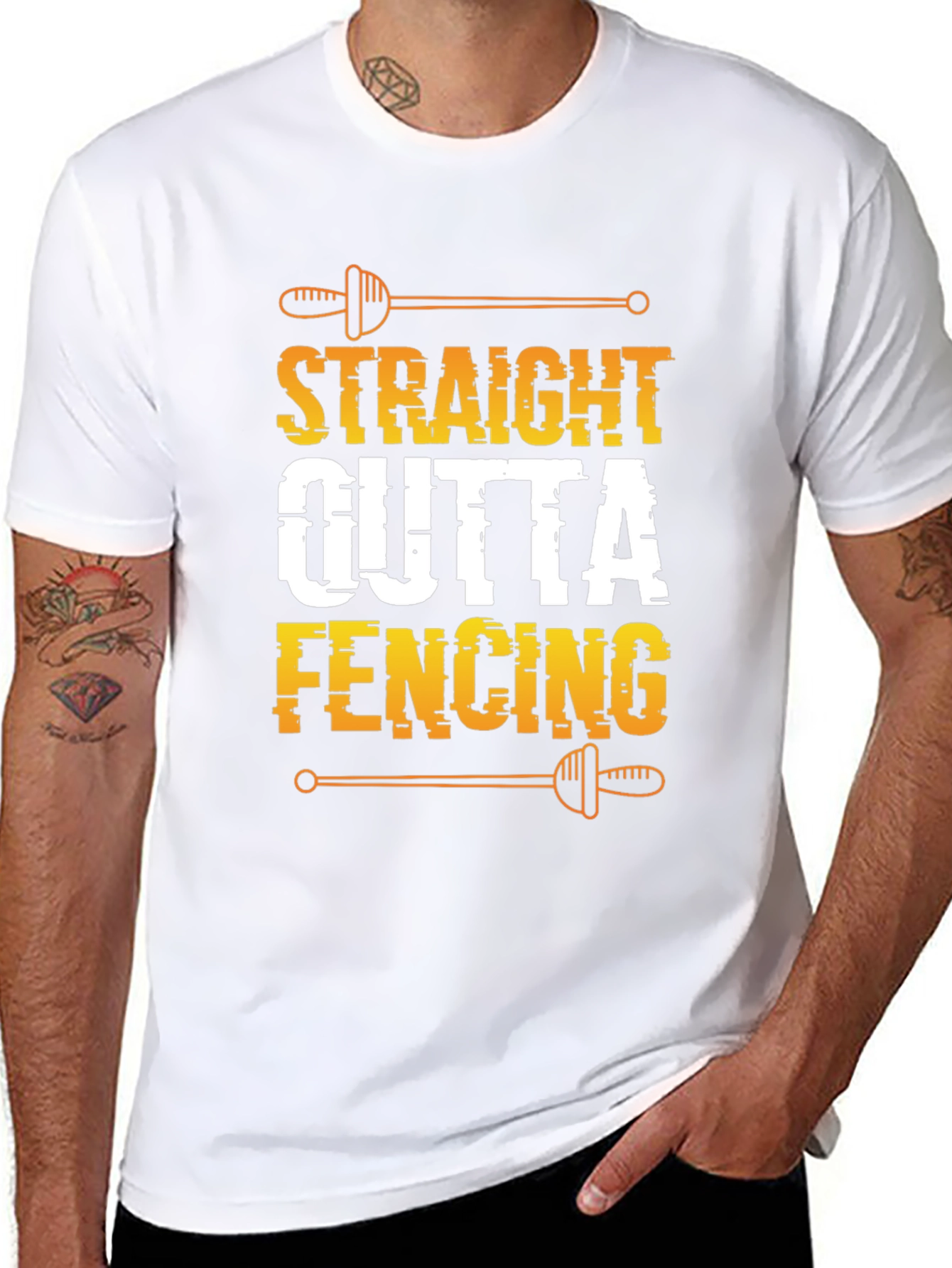 Black Straight Outta Fencing Black T-Shirt view 8