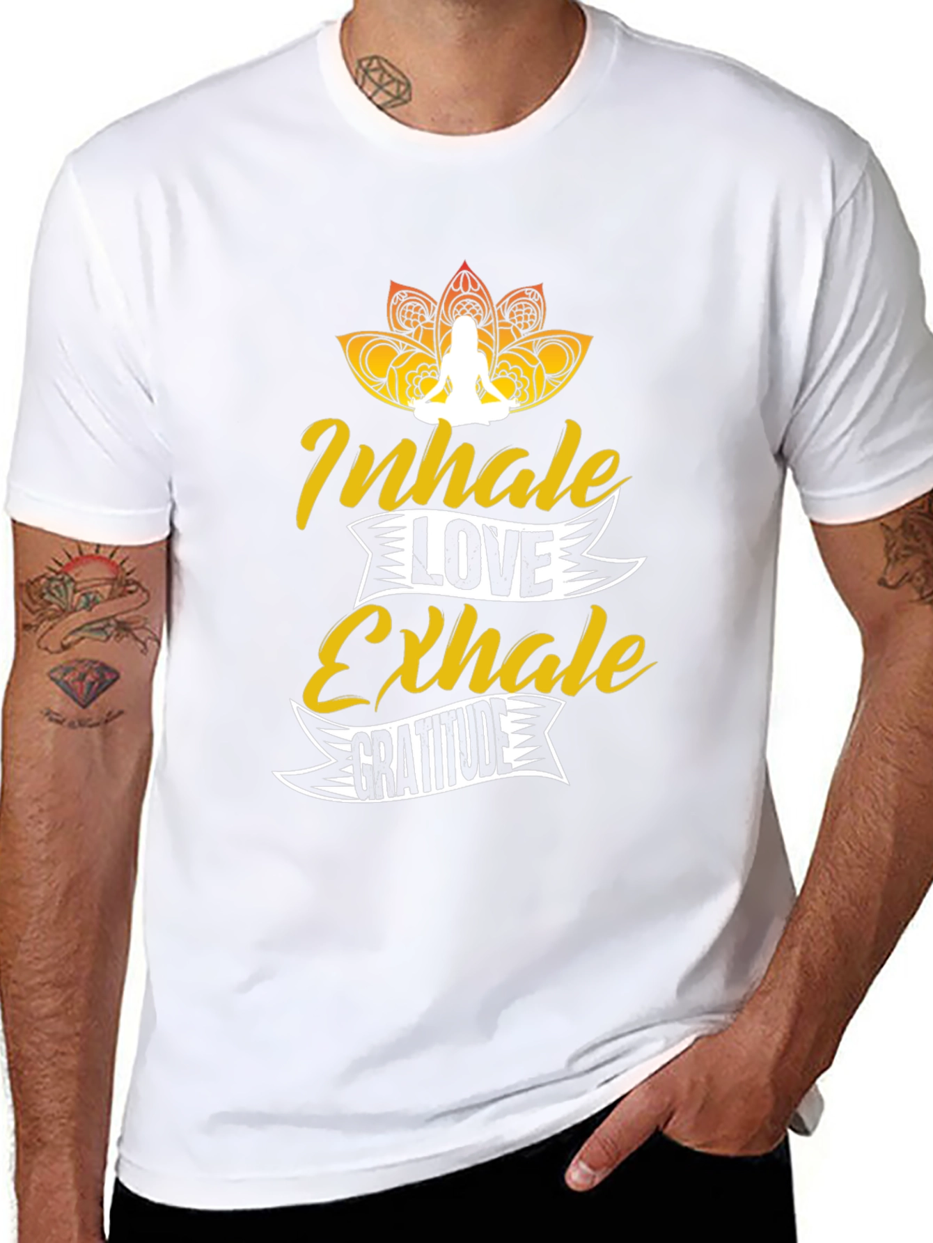 Black Inhale Love Exhale Gratitude Black Graphic Tee view 8
