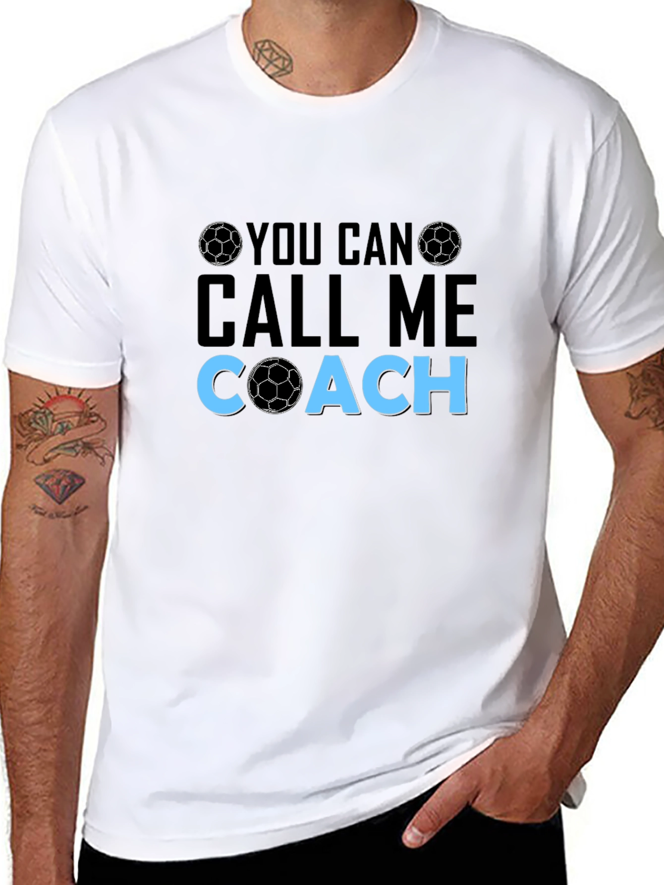 Black Soccer Coach Graphic T-Shirt view 8
