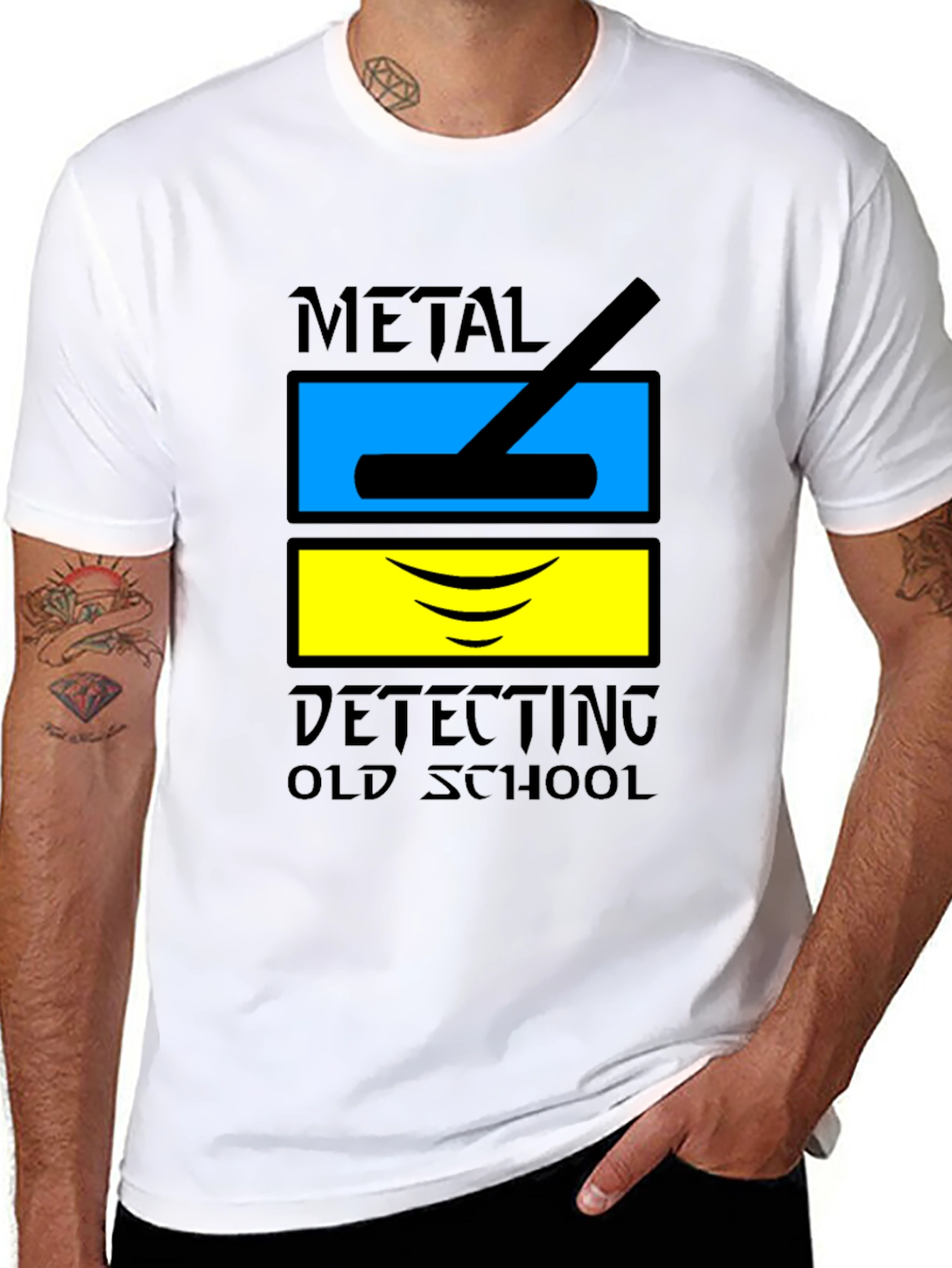 Black Metal Detecting Old School T-Shirt view 8