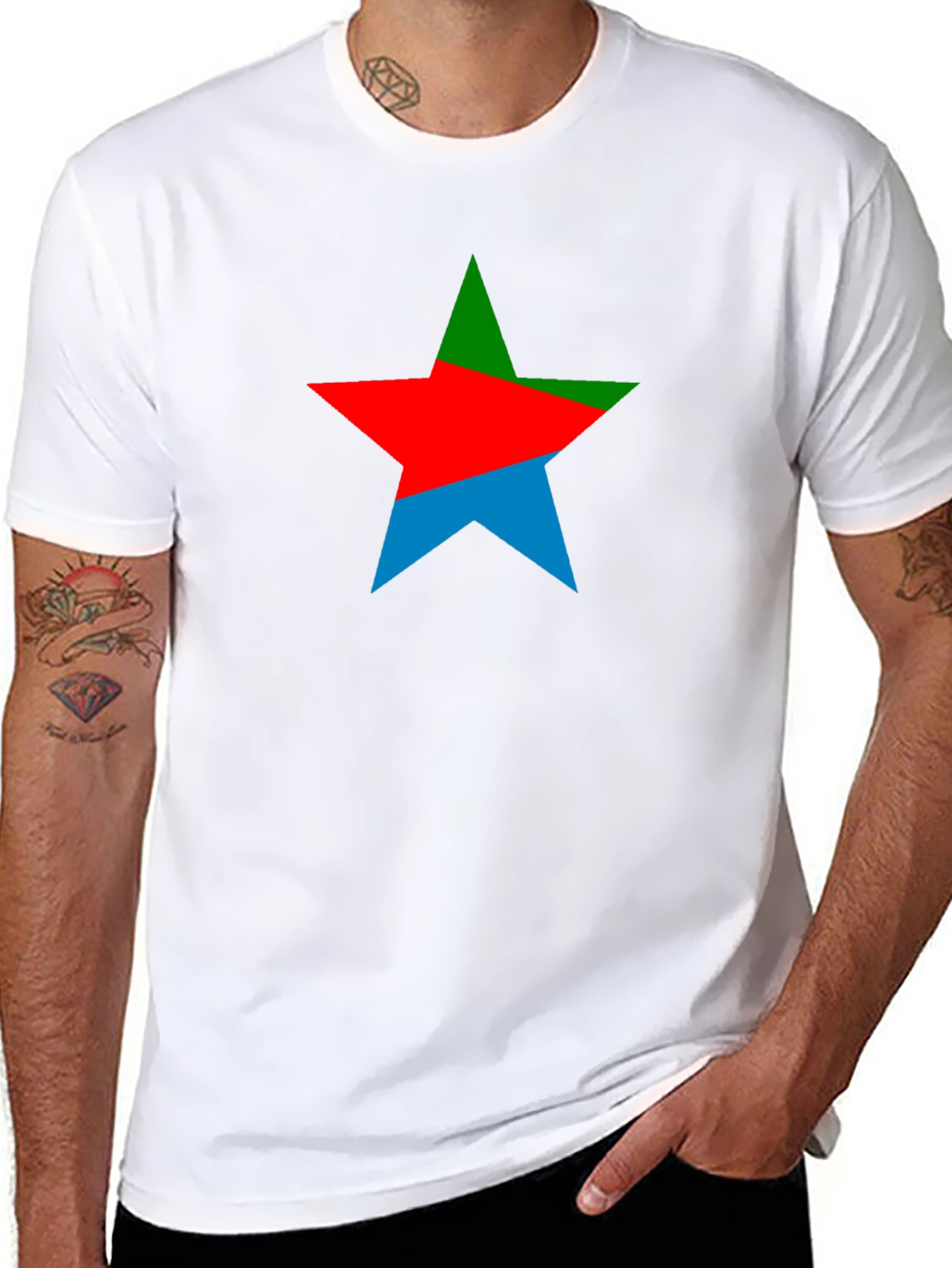 Black Colorful Star Graphic Black Tee view 8