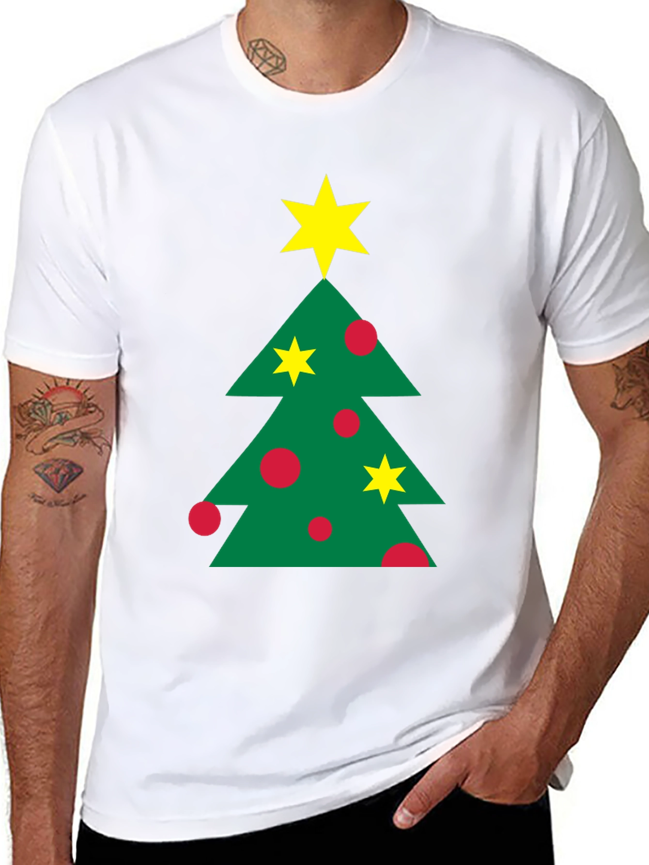 Black Festive Christmas Tree Graphic Tee - Holiday Style view 8