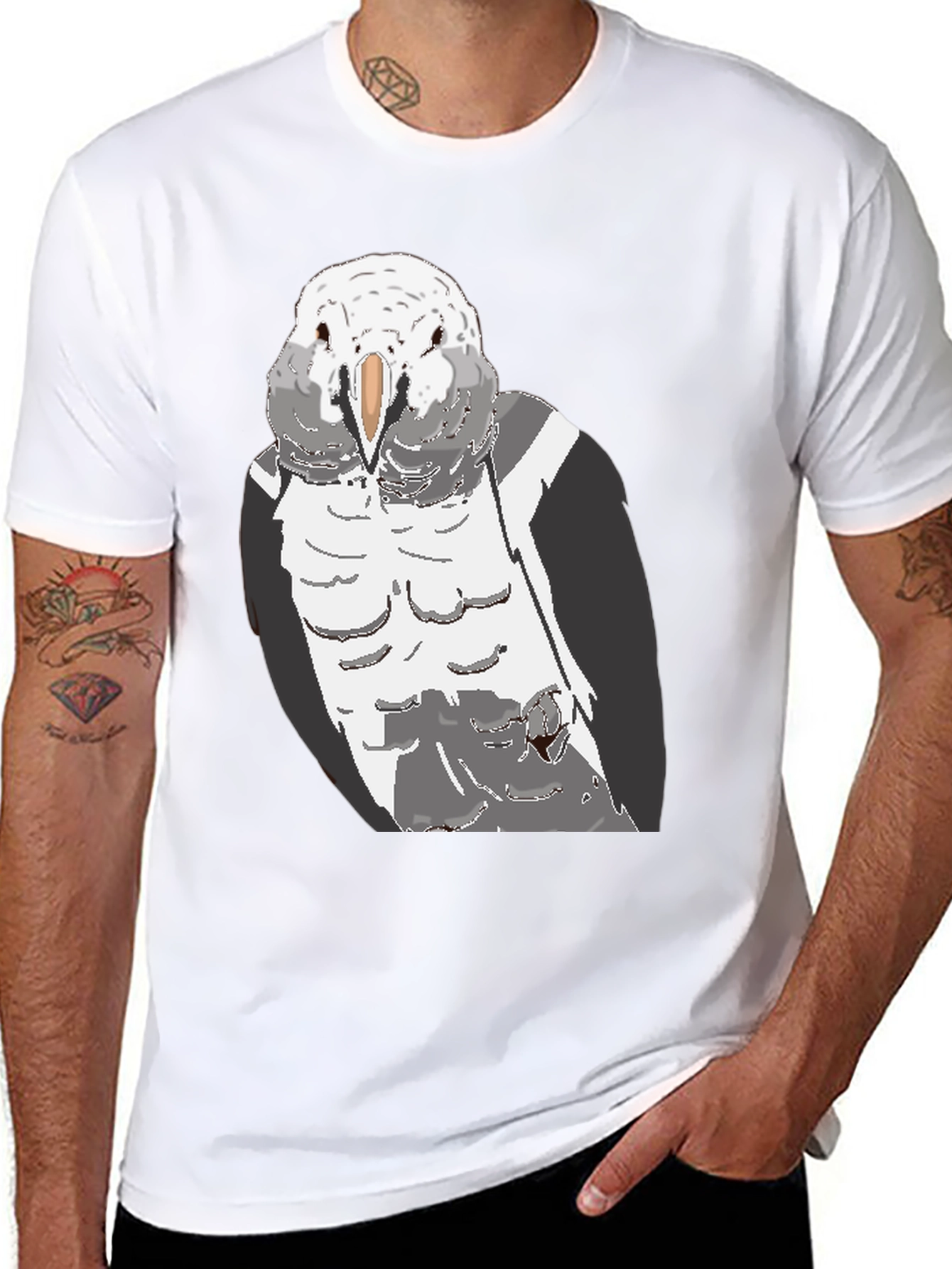Black Parrot Graphic T-Shirt - Men's Casual Tee view 8