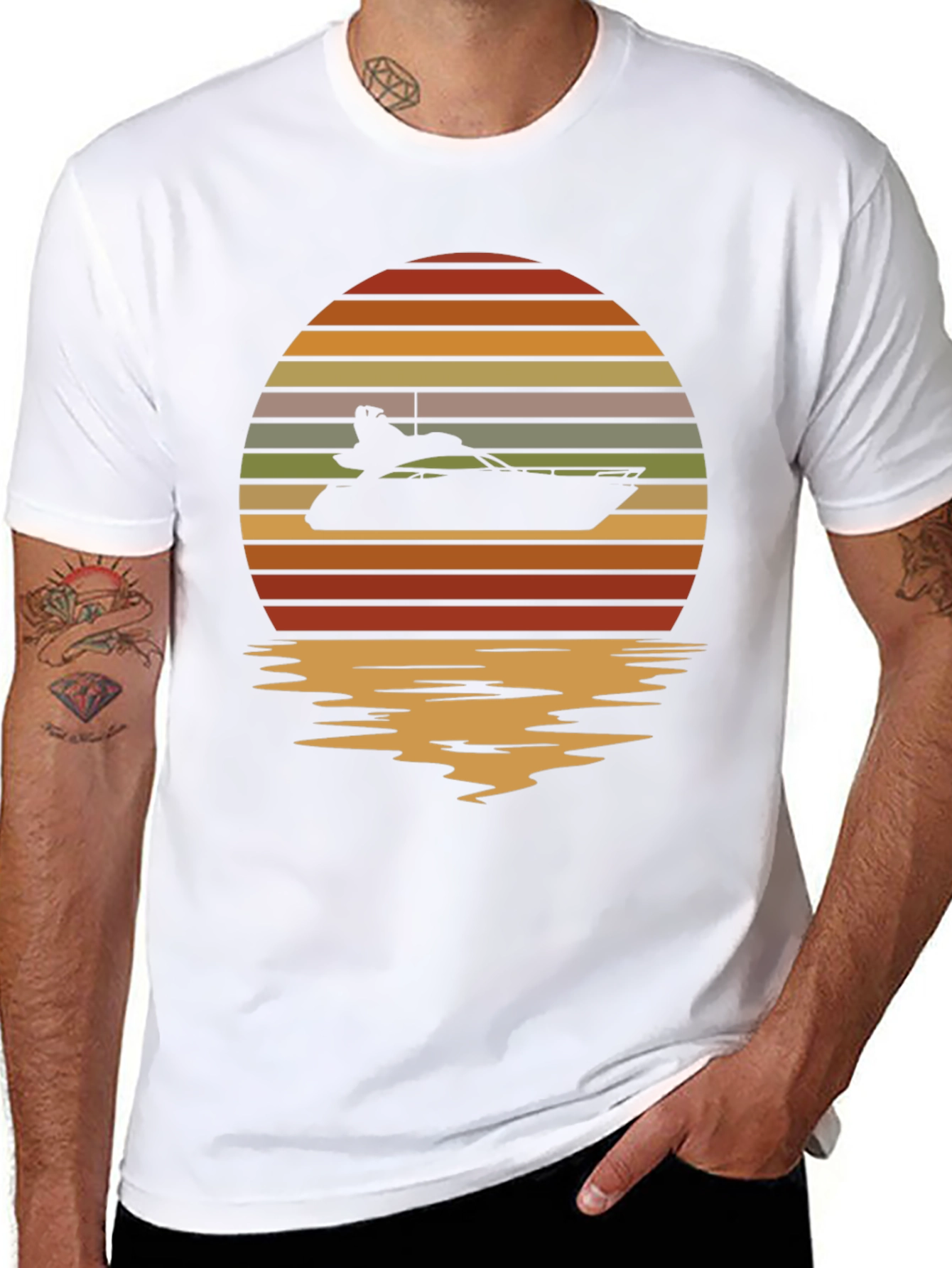 Black Sunset Yacht T-Shirt - Retro Boating Tee view 8