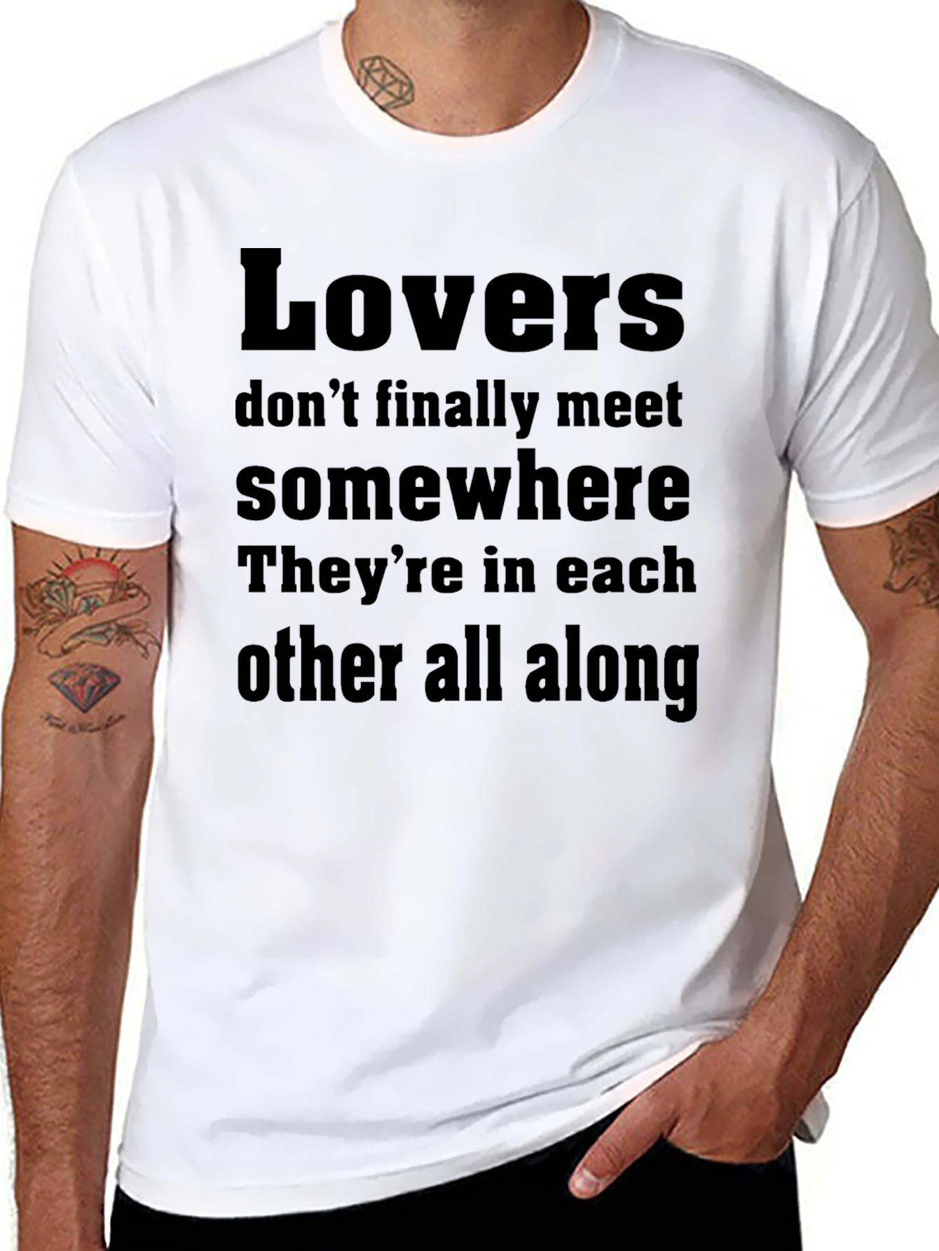 Black Lovers Quote T-Shirt - Romantic Black Tee view 8