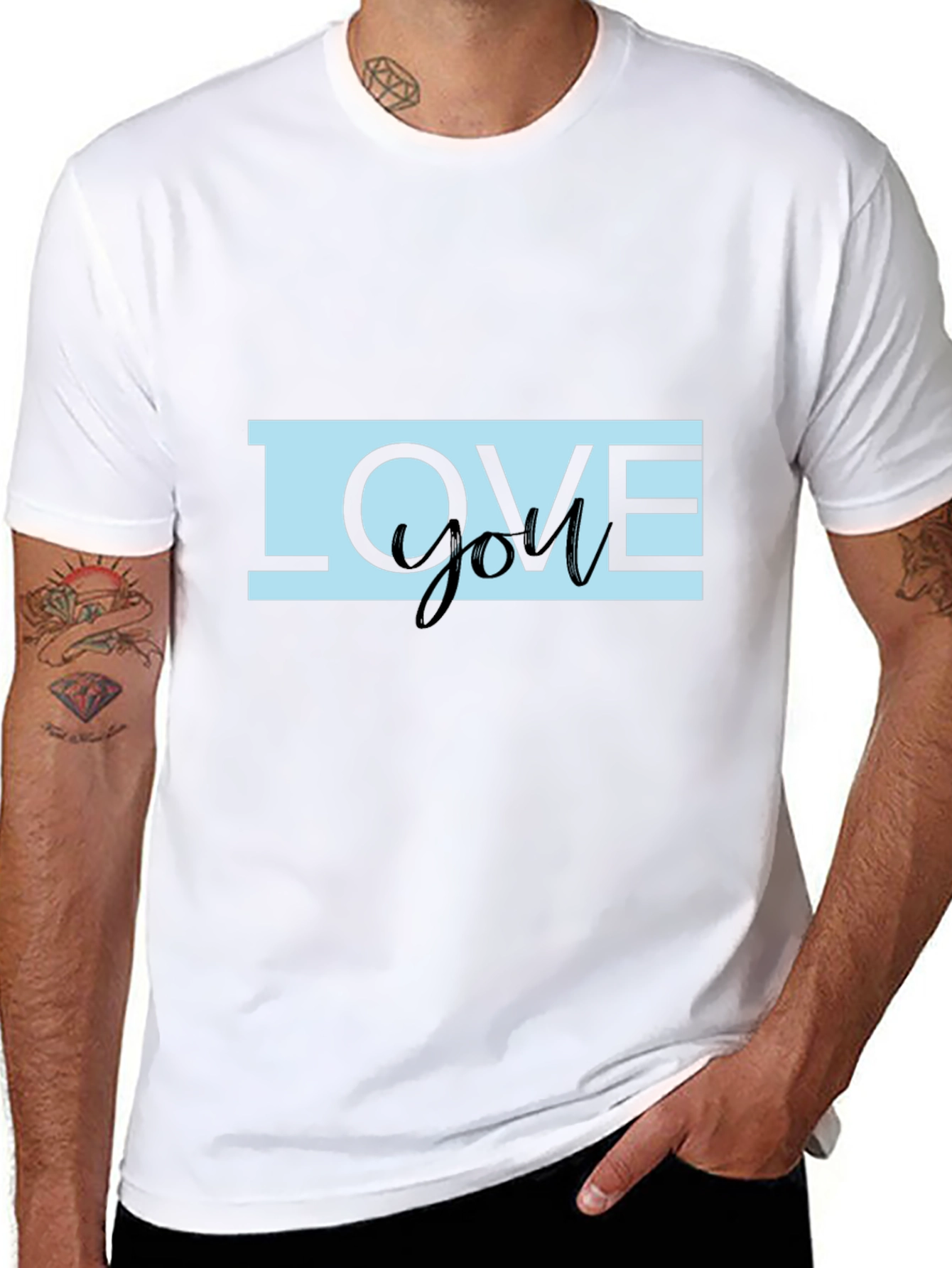 Black Love You Graphic Print Black T-Shirt view 8