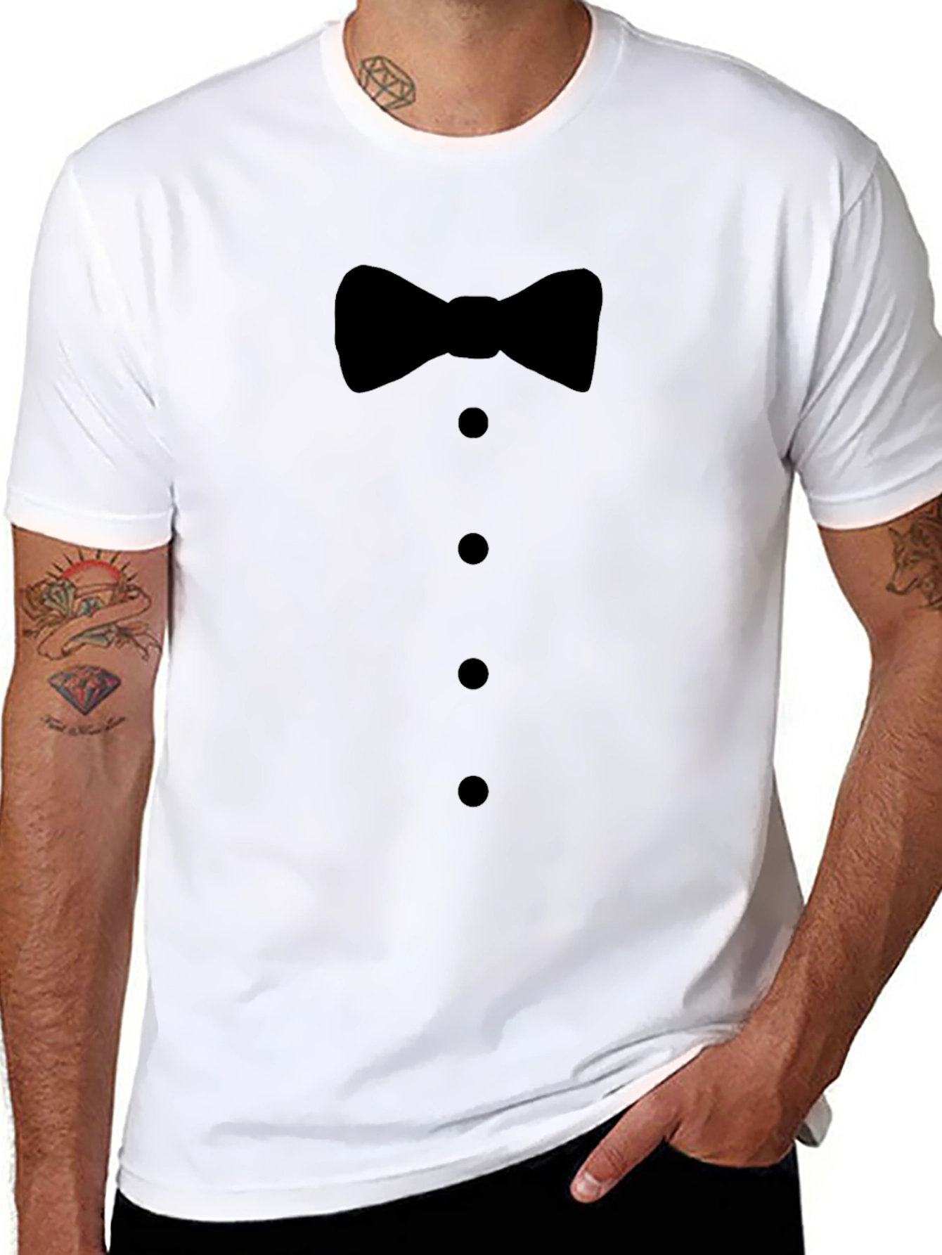 Black Black Bowtie Tuxedo Graphic T-Shirt view 8