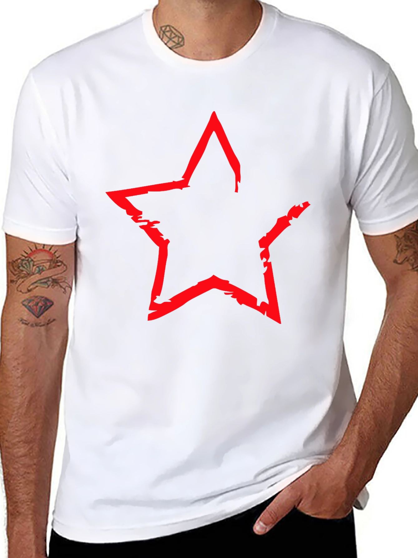 Black Red Star Graphic Black T-Shirt view 8