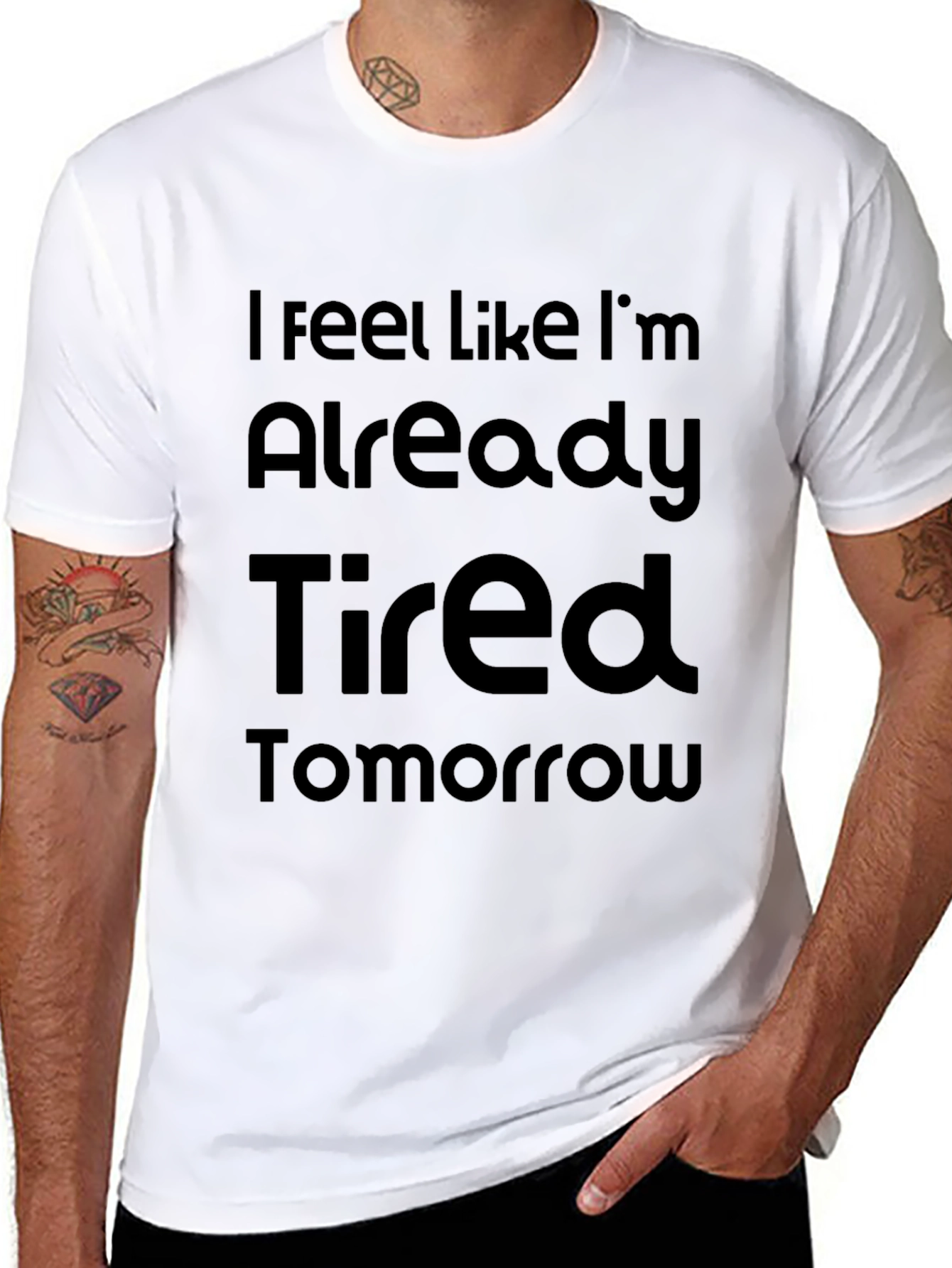 Black Funny Tired Tomorrow Graphic T-Shirt view 8